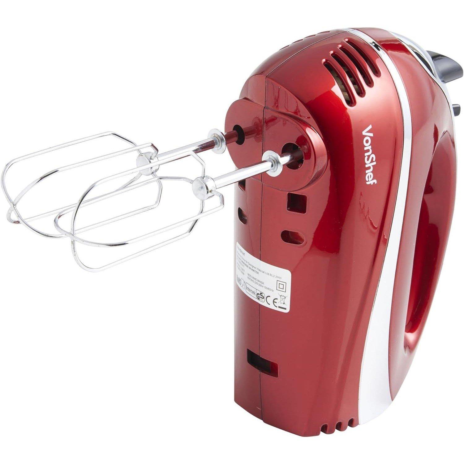 Red - VonShef - 300w Hand Mixer 5 speed with Turbo Function - 6