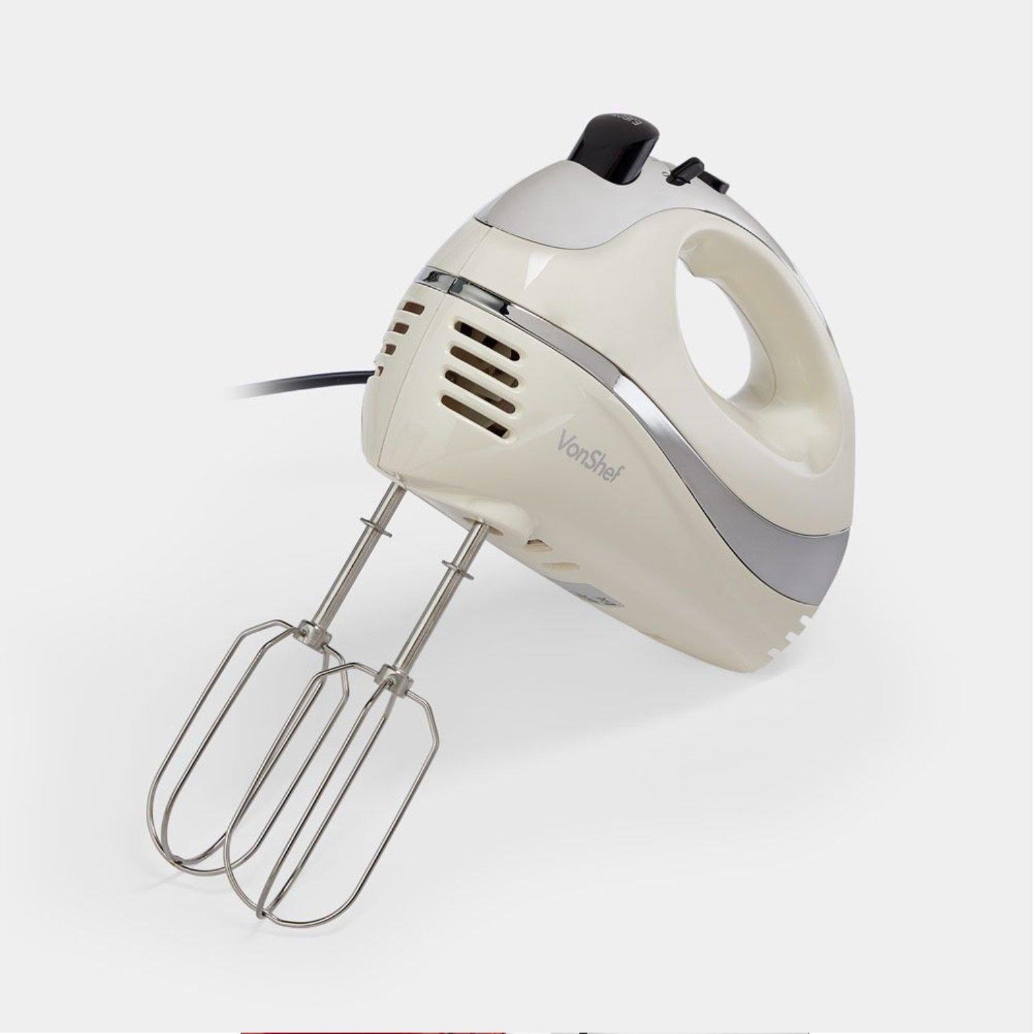 Vonshef  300W Hand Mixer 5 Speed With Turbo Function - Cream