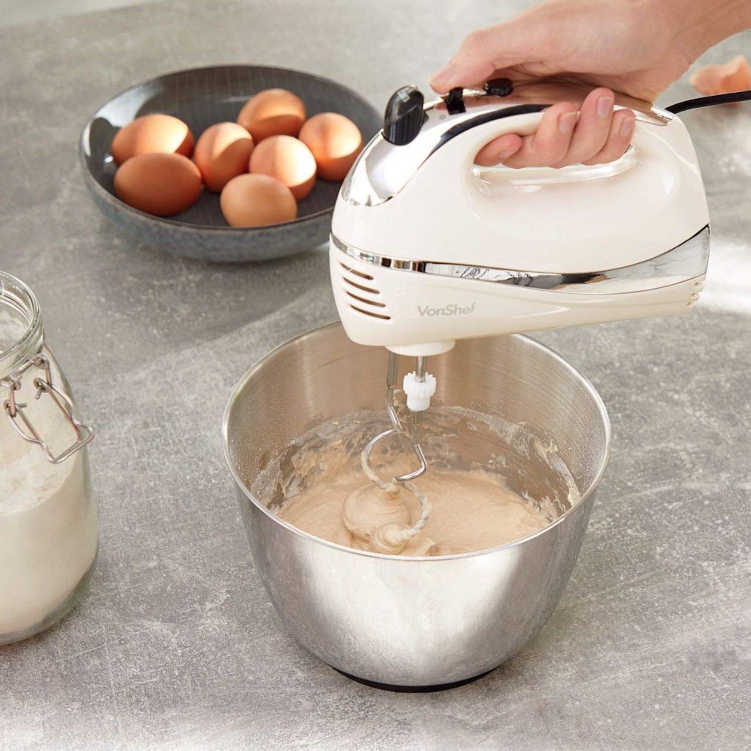 Cream - VonShef - 300w Hand Mixer 5 speed with Turbo Function - 4