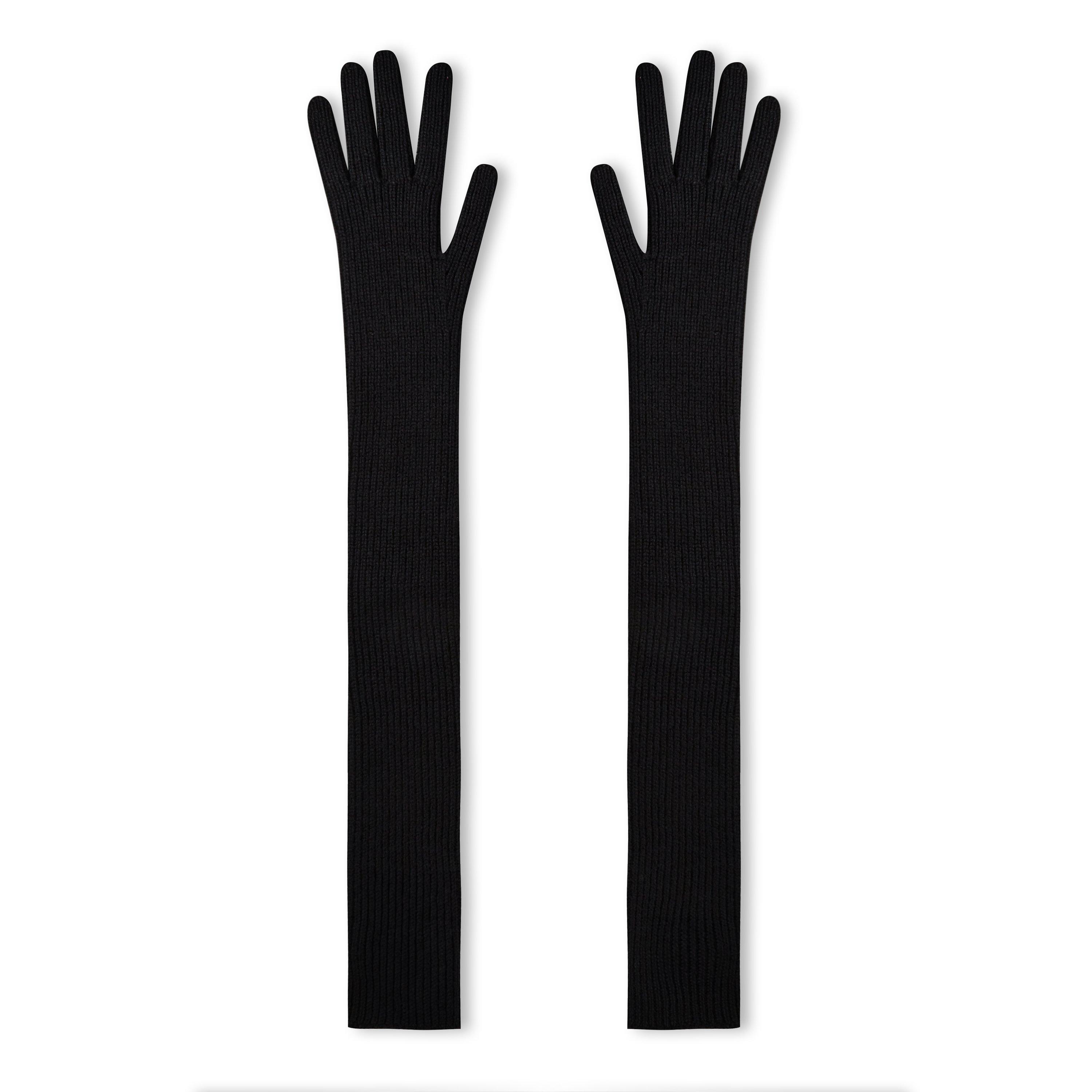 Black 999 - Moncler - Women's Logo Knitted Fleece Gloves - 2