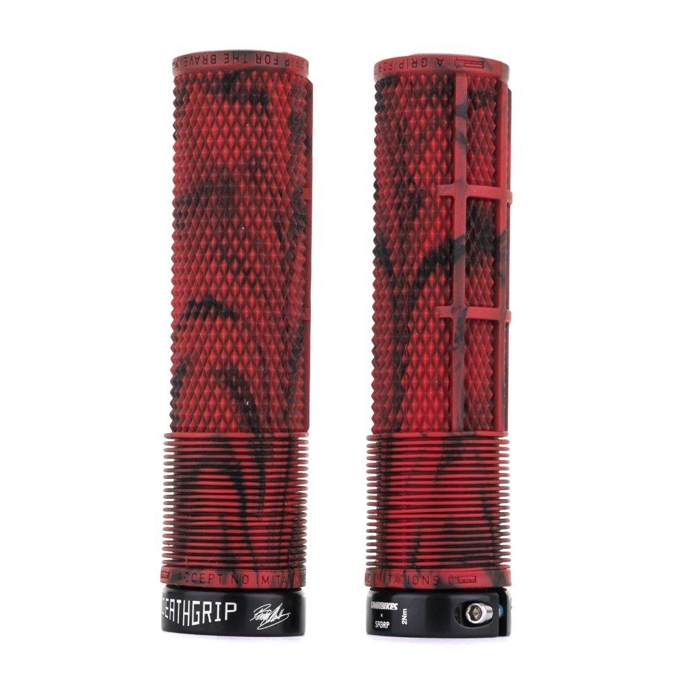 Dmr  Deathgrip Thin Flangeless Lock-On Mtb Grip - Marble Red - Thin