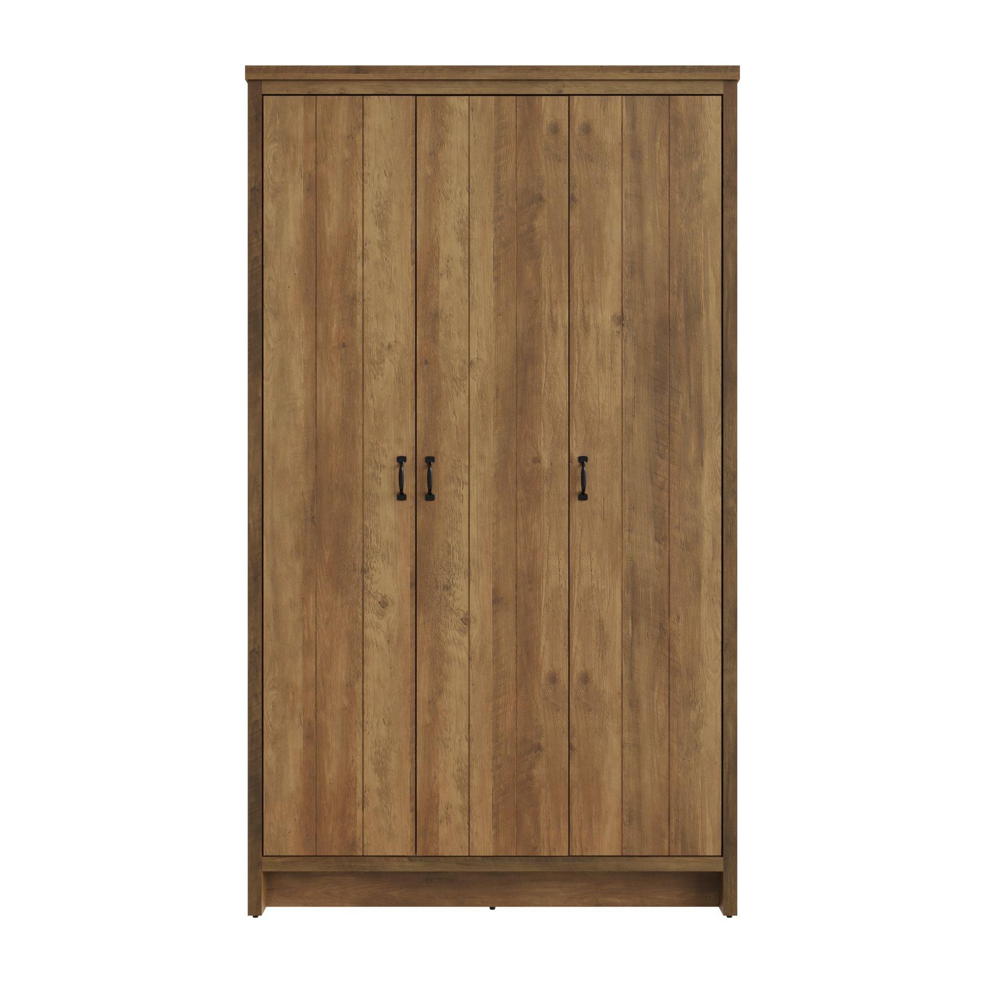 Knotty Oak - GFW - Boston 3 Door Wardrobe - 3
