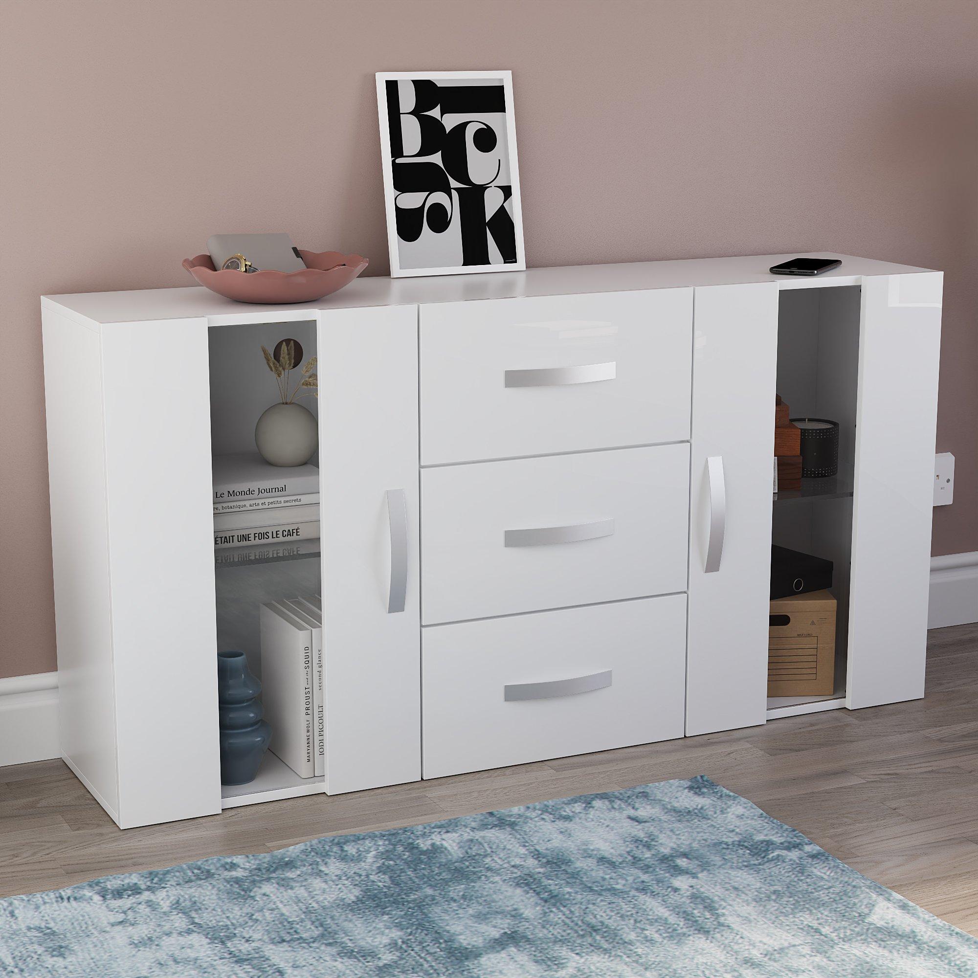 White - Lassic - Astro 2 Door 3 Drawer Multi LED Sideboard - 11