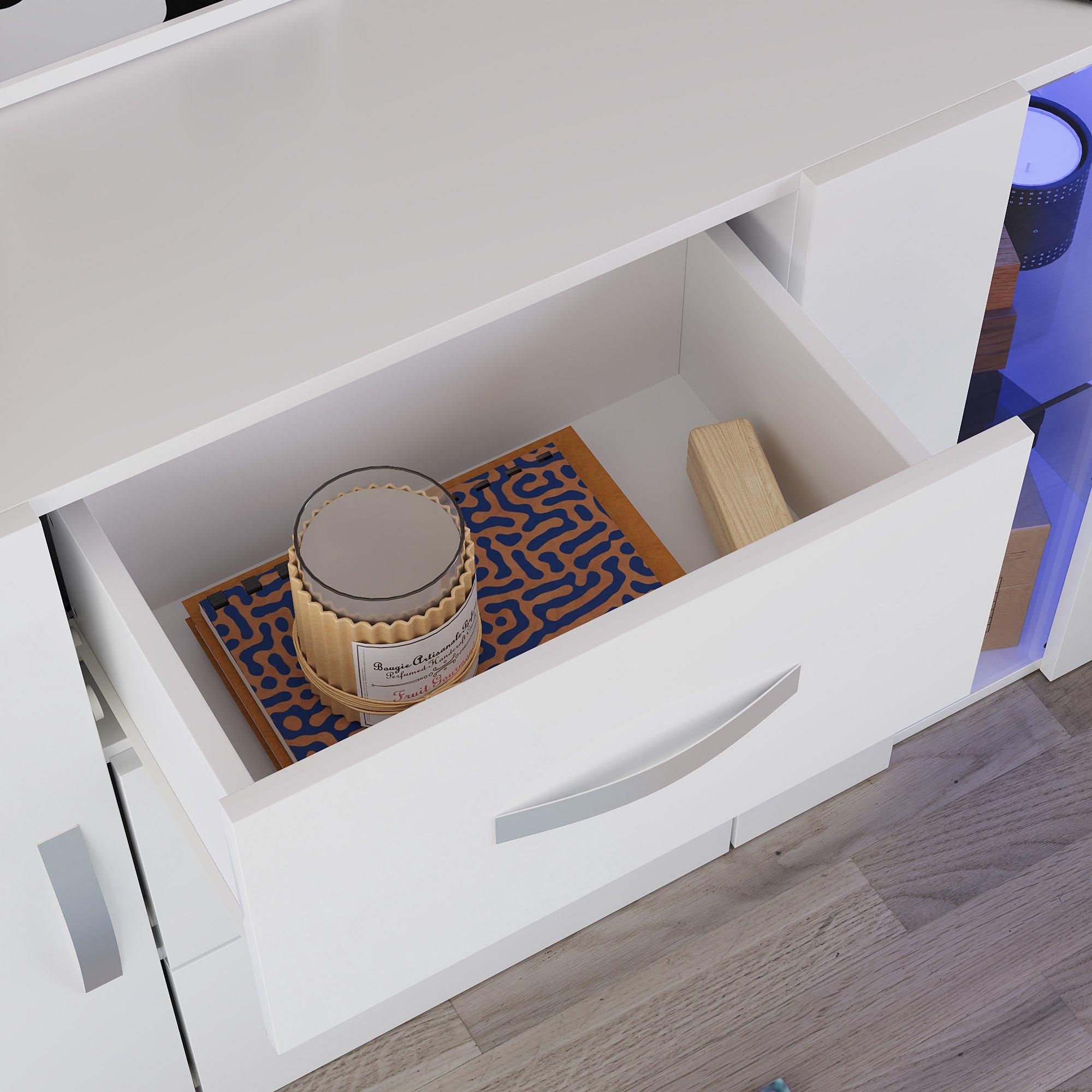 White - Lassic - Astro 2 Door 3 Drawer Multi LED Sideboard - 4