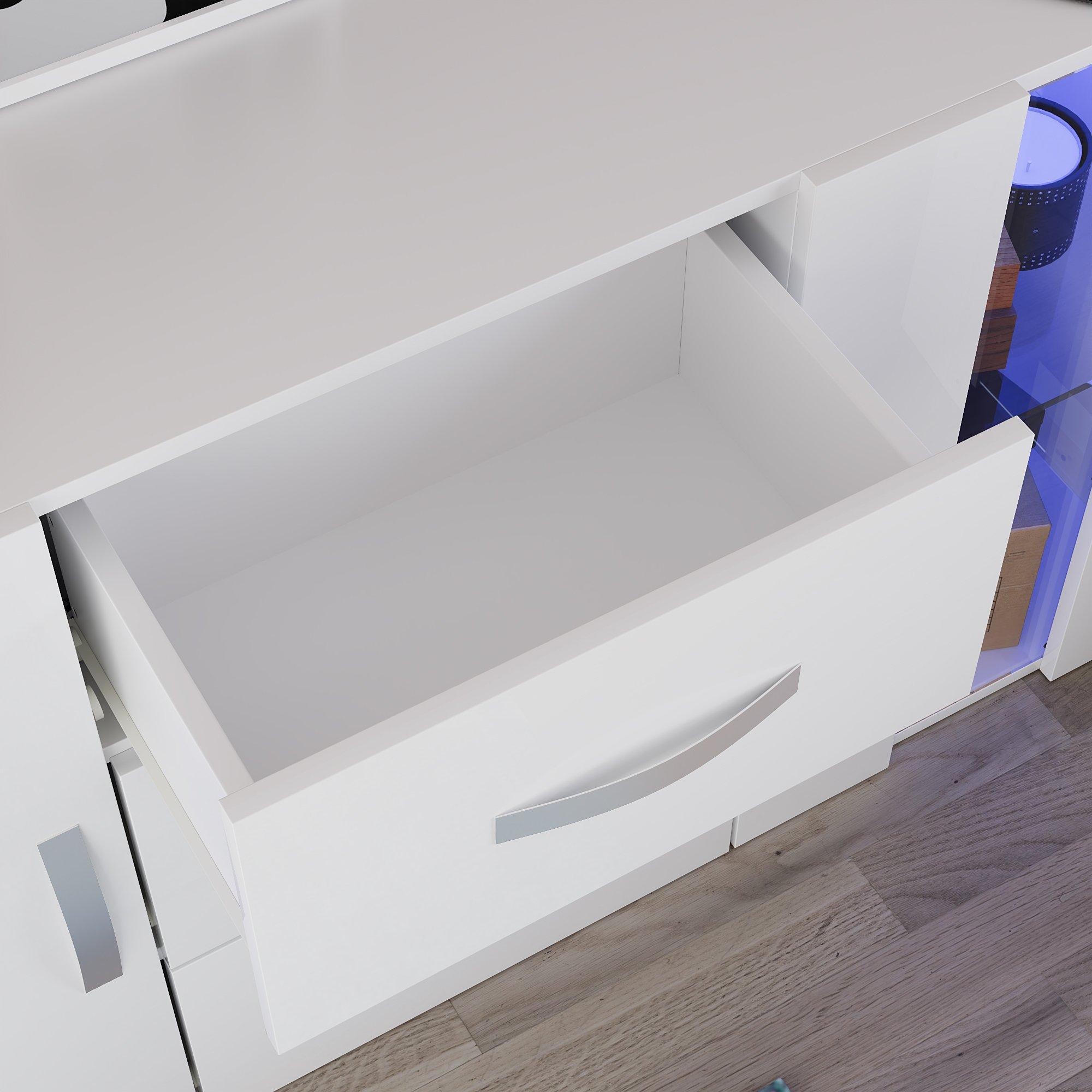 White - Lassic - Astro 2 Door 3 Drawer Multi LED Sideboard - 5
