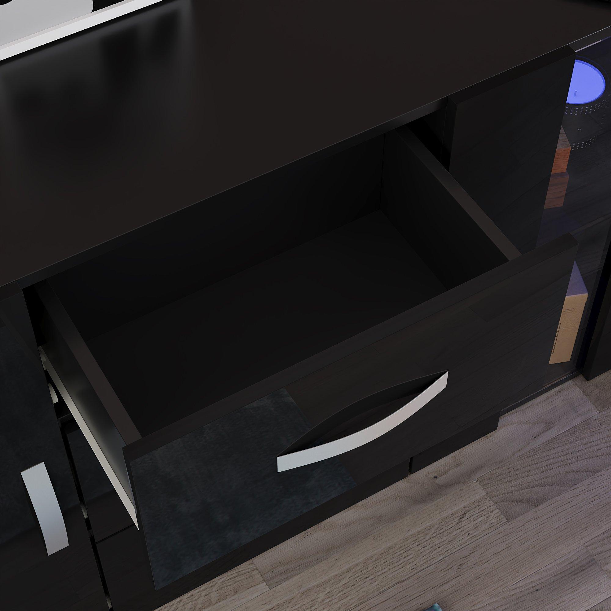 Black - Lassic - Astro 2 Door 3 Drawer Multi LED Sideboard - 4