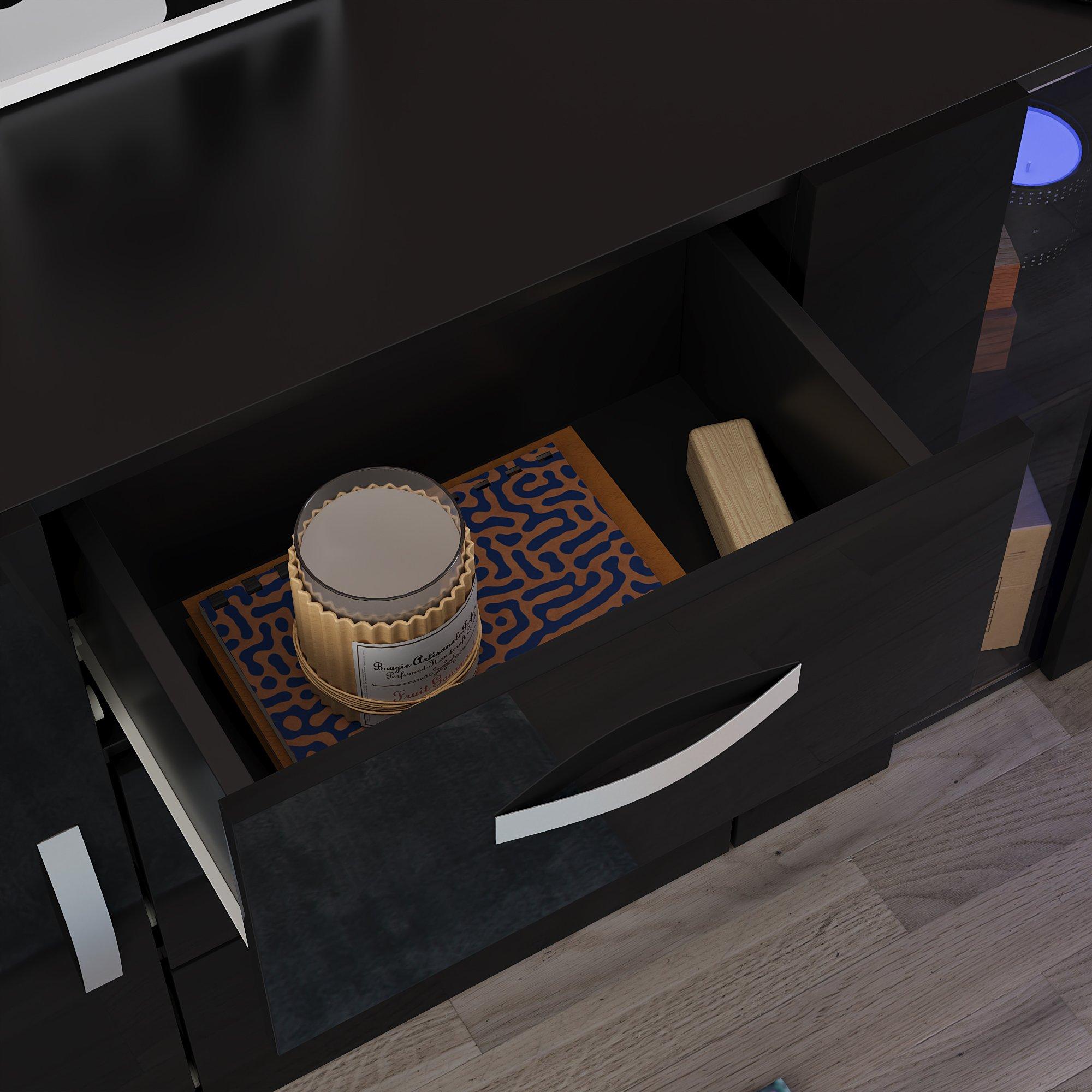Black - Lassic - Astro 2 Door 3 Drawer Multi LED Sideboard - 5