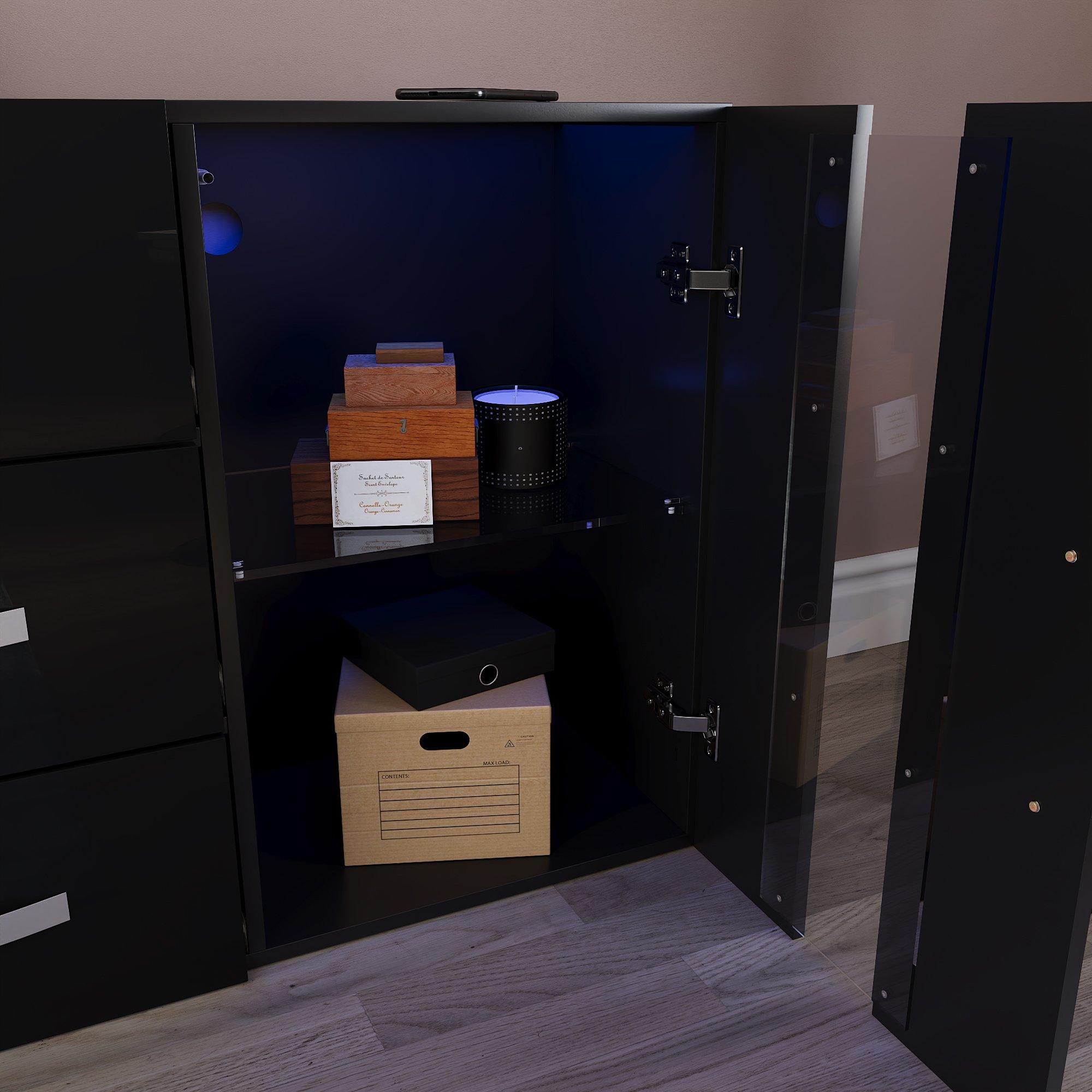 Black - Lassic - Astro 2 Door 3 Drawer Multi LED Sideboard - 7