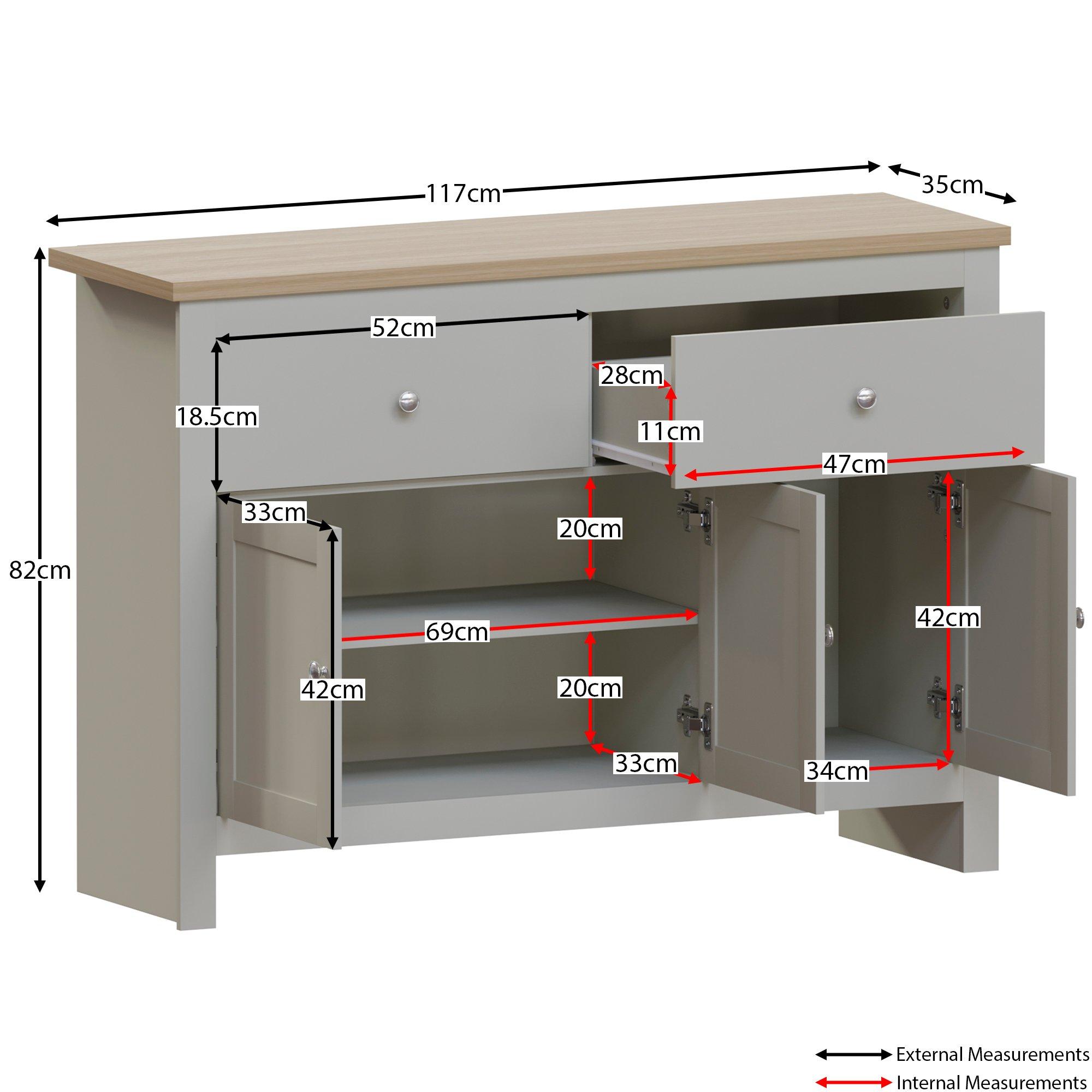Grey - Lassic - Vida Designs Arlington 2 Drawer 3 Door Sideboard - 2