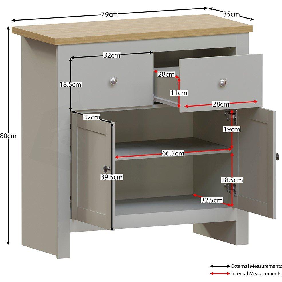 Grey - Lassic - Vida Designs Arlington 2 Drawer 2 Door Sideboard - 2