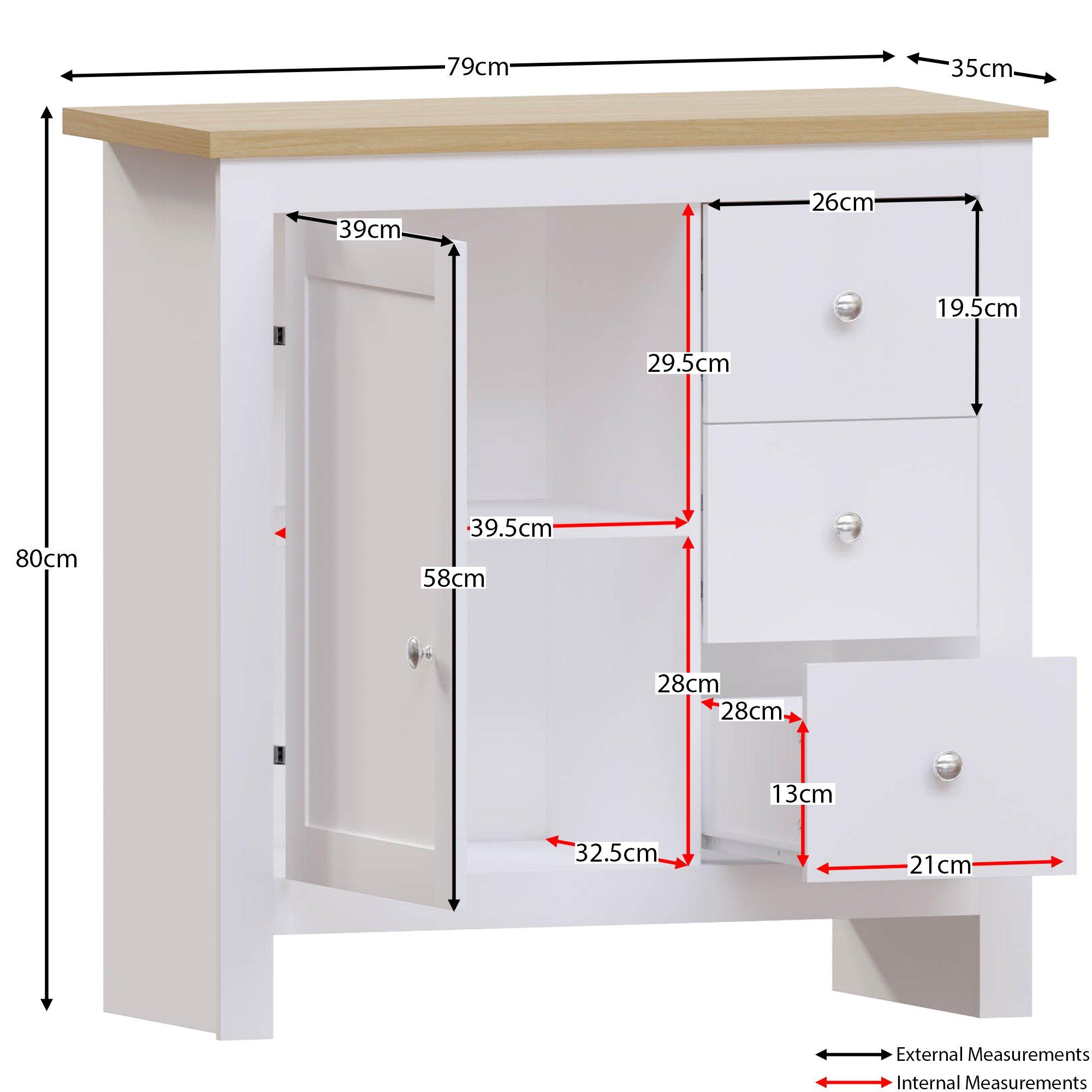 White - Lassic - Vida Designs Arlington 3 Drawer 1 Door Sideboard - 2