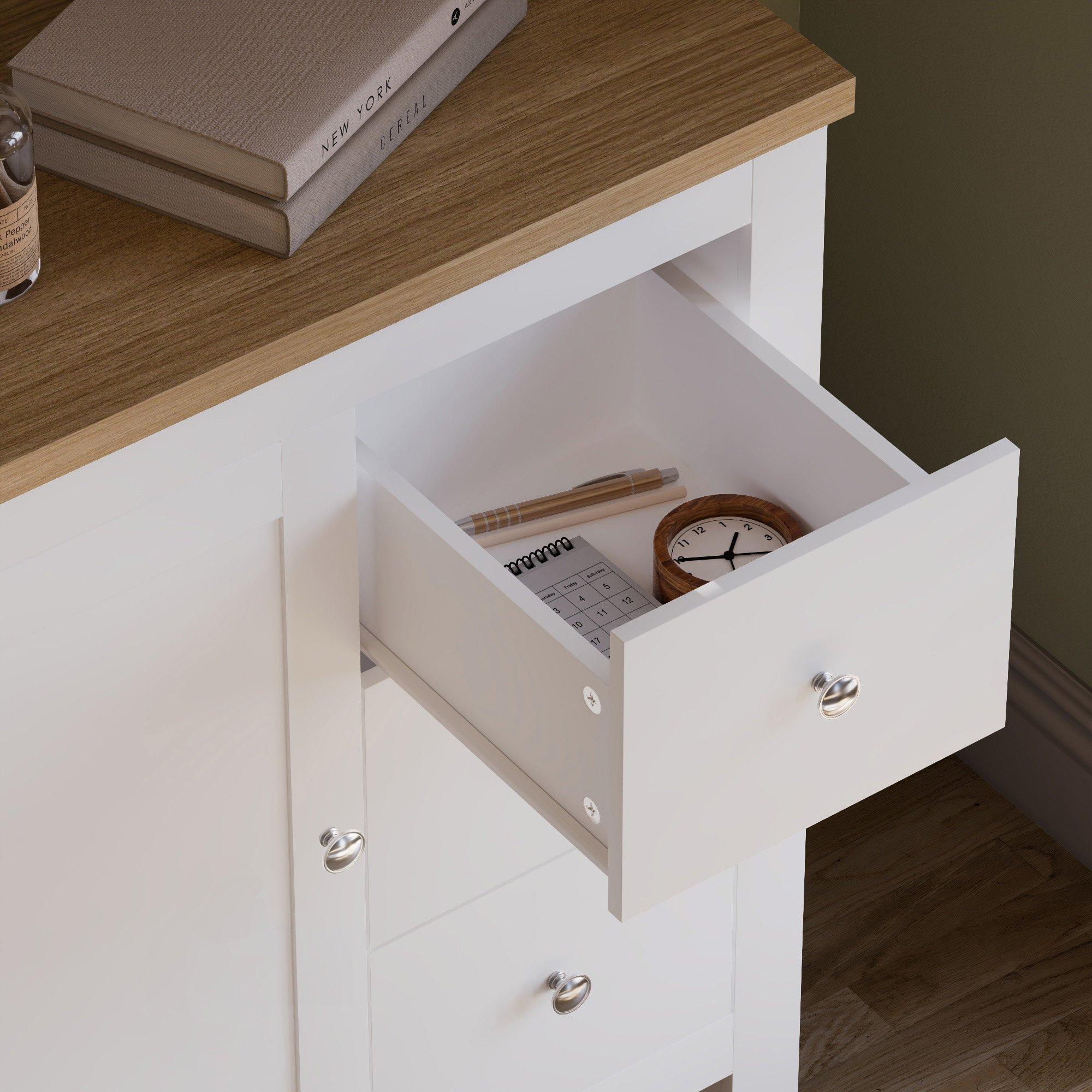 White - Lassic - Vida Designs Arlington 3 Drawer 1 Door Sideboard - 5