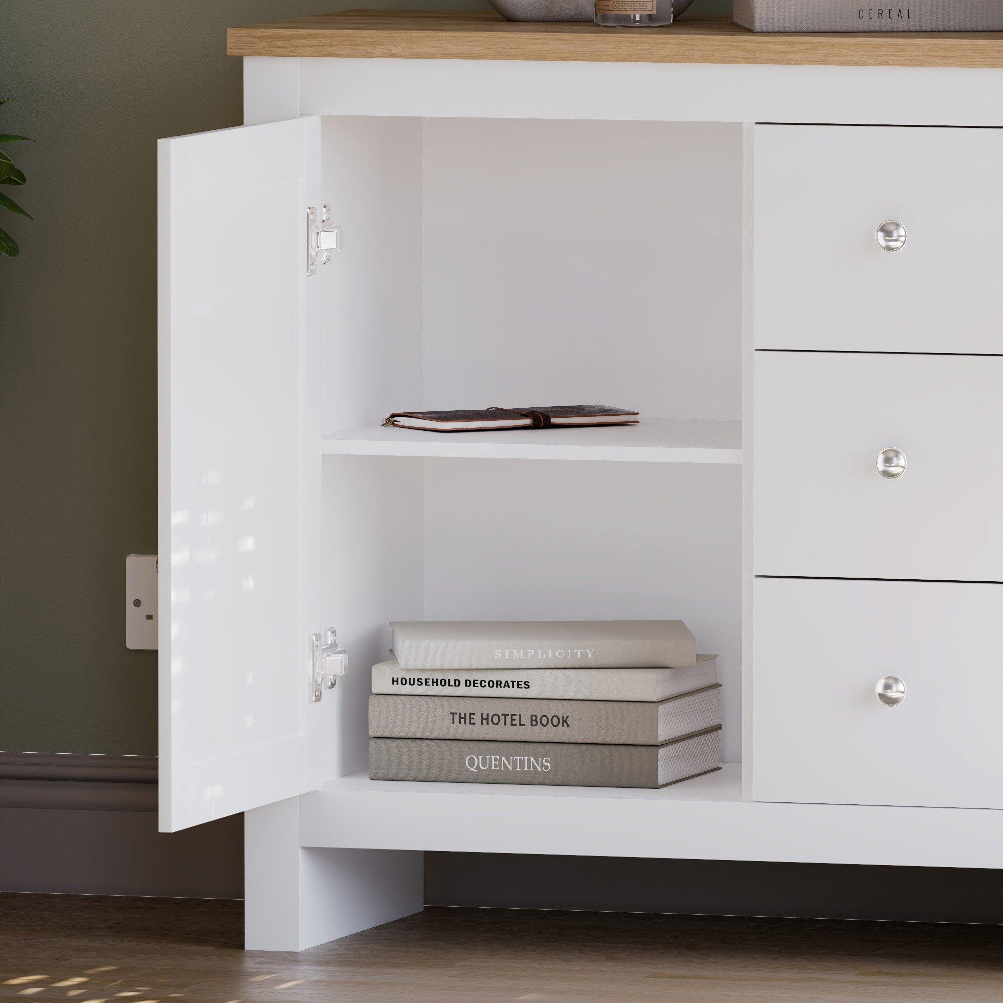 White - Lassic - Vida Designs Arlington 3 Drawer 1 Door Sideboard - 6