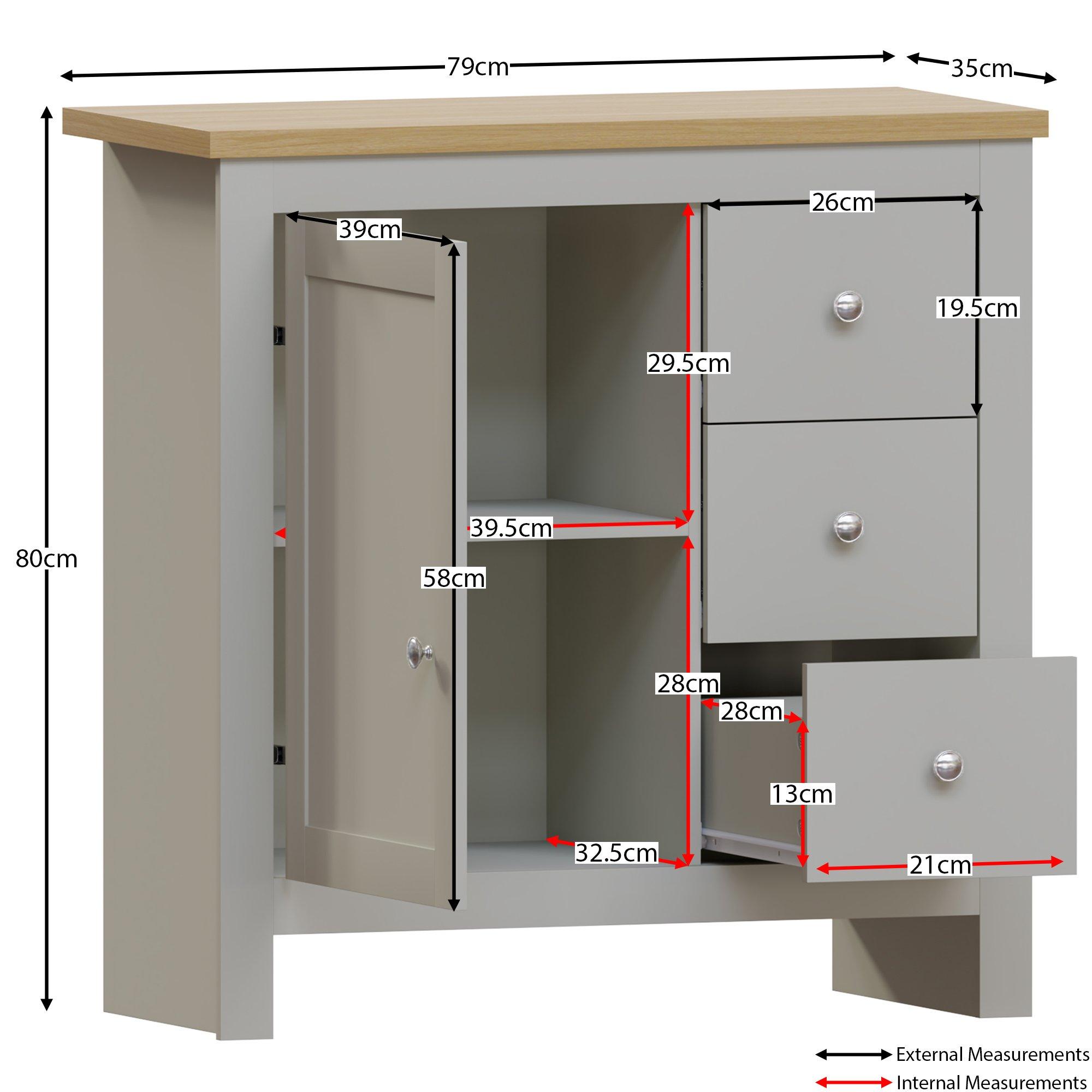 Grey - Lassic - Vida Designs Arlington 3 Drawer 1 Door Sideboard - 2