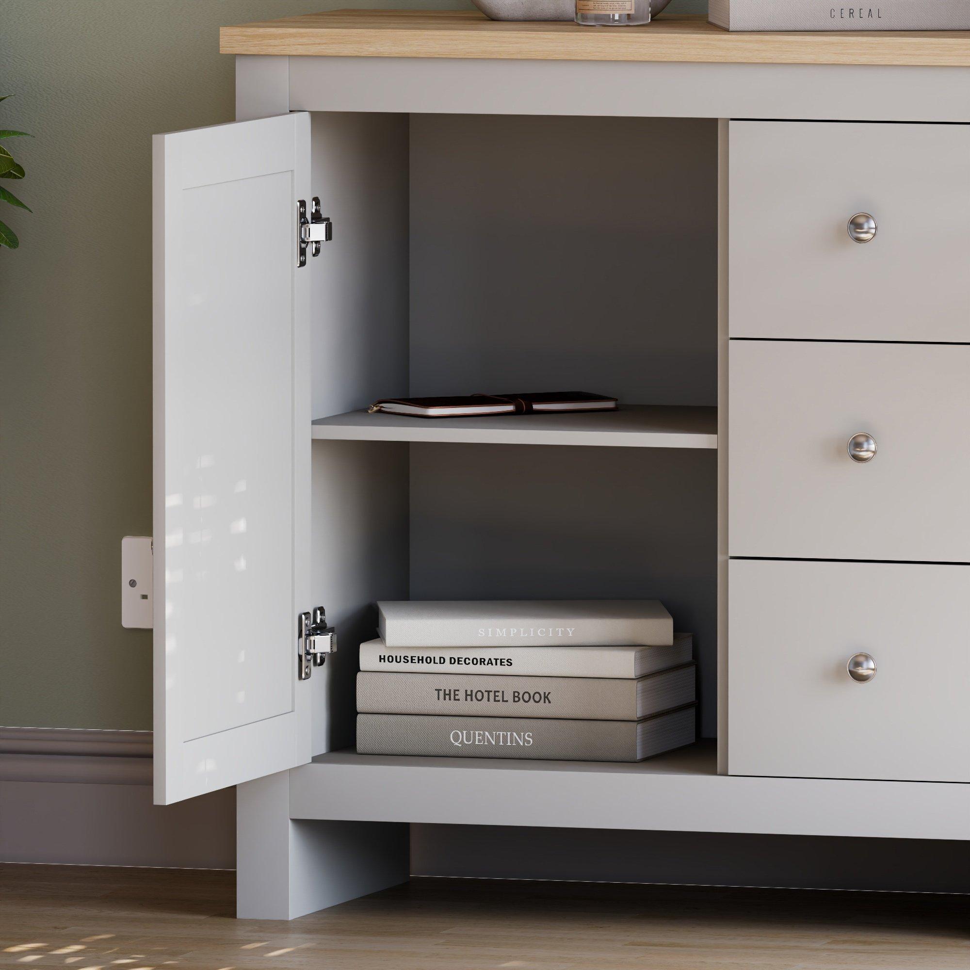 Grey - Lassic - Vida Designs Arlington 3 Drawer 1 Door Sideboard - 6