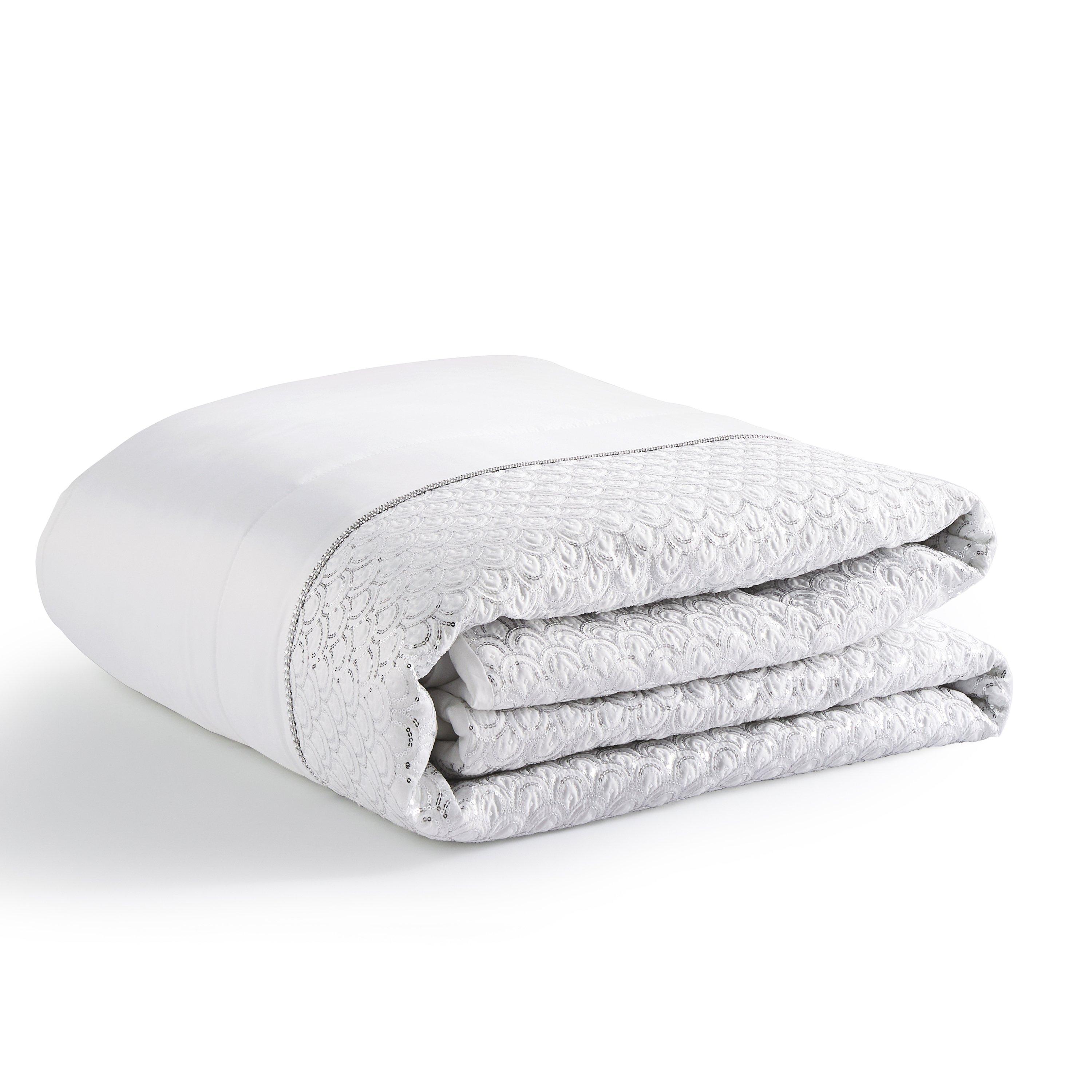 White - Catherine Lansfield - Sequin Quilted Bedspread - 3