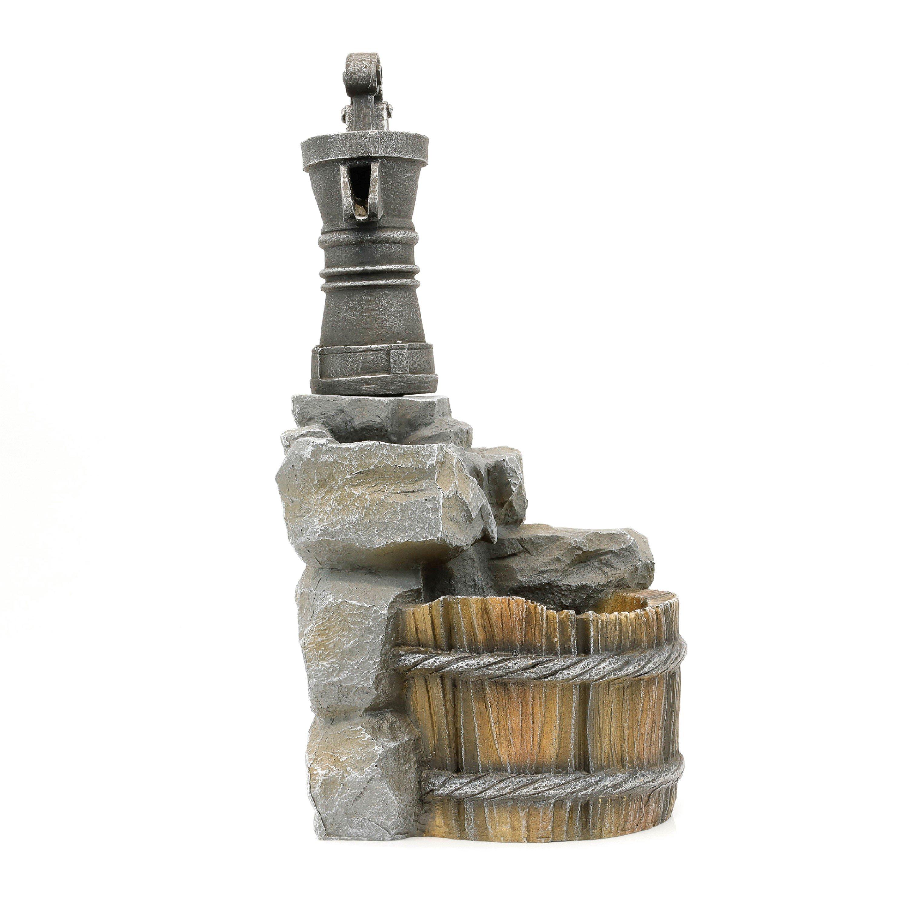Grey/Brown - Streetwize - Hand Pump Solar Water Feature - 1