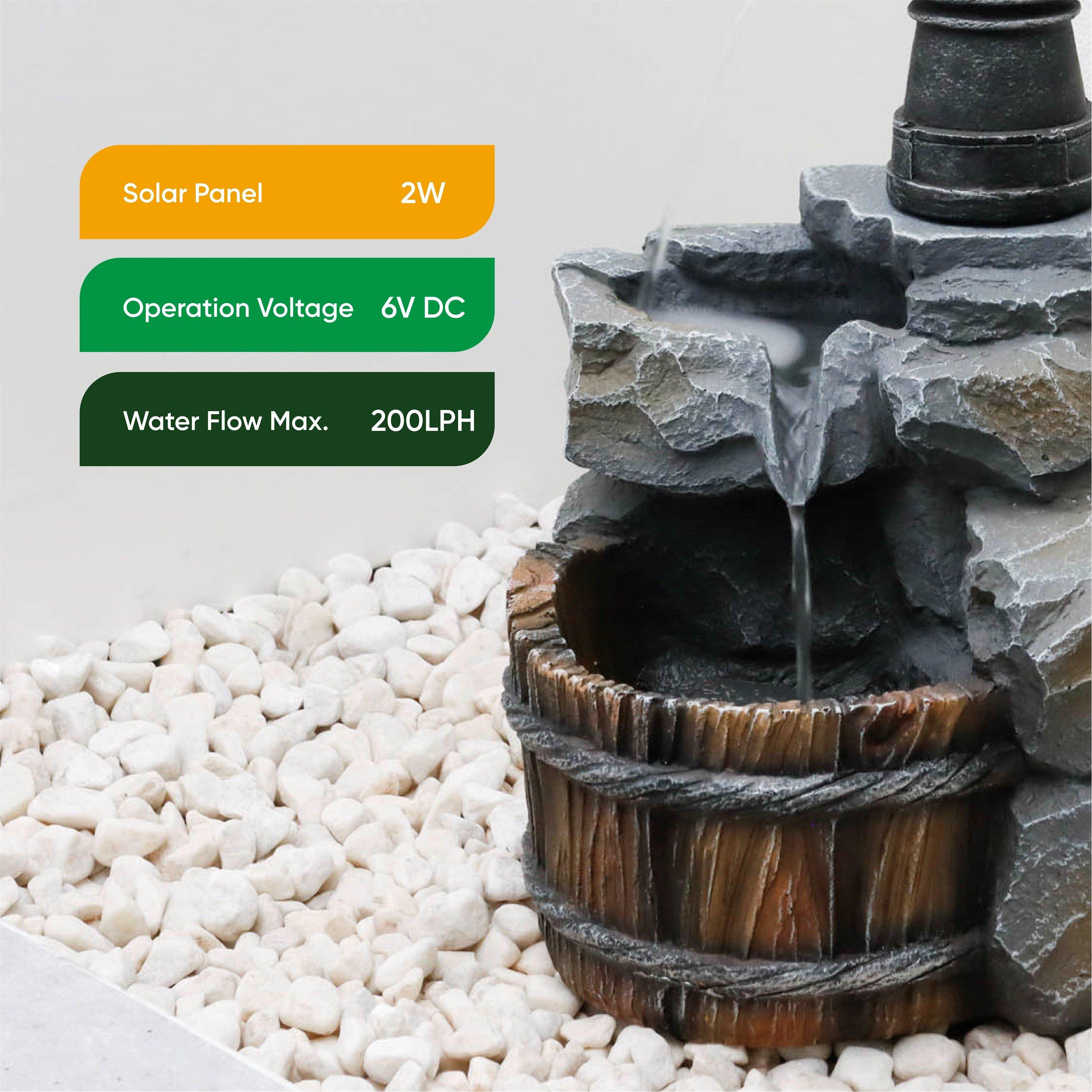 Grey/Brown - Streetwize - Hand Pump Solar Water Feature - 6