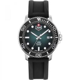 JDM Military Mens Tango Black Silicone Green Dial Watch