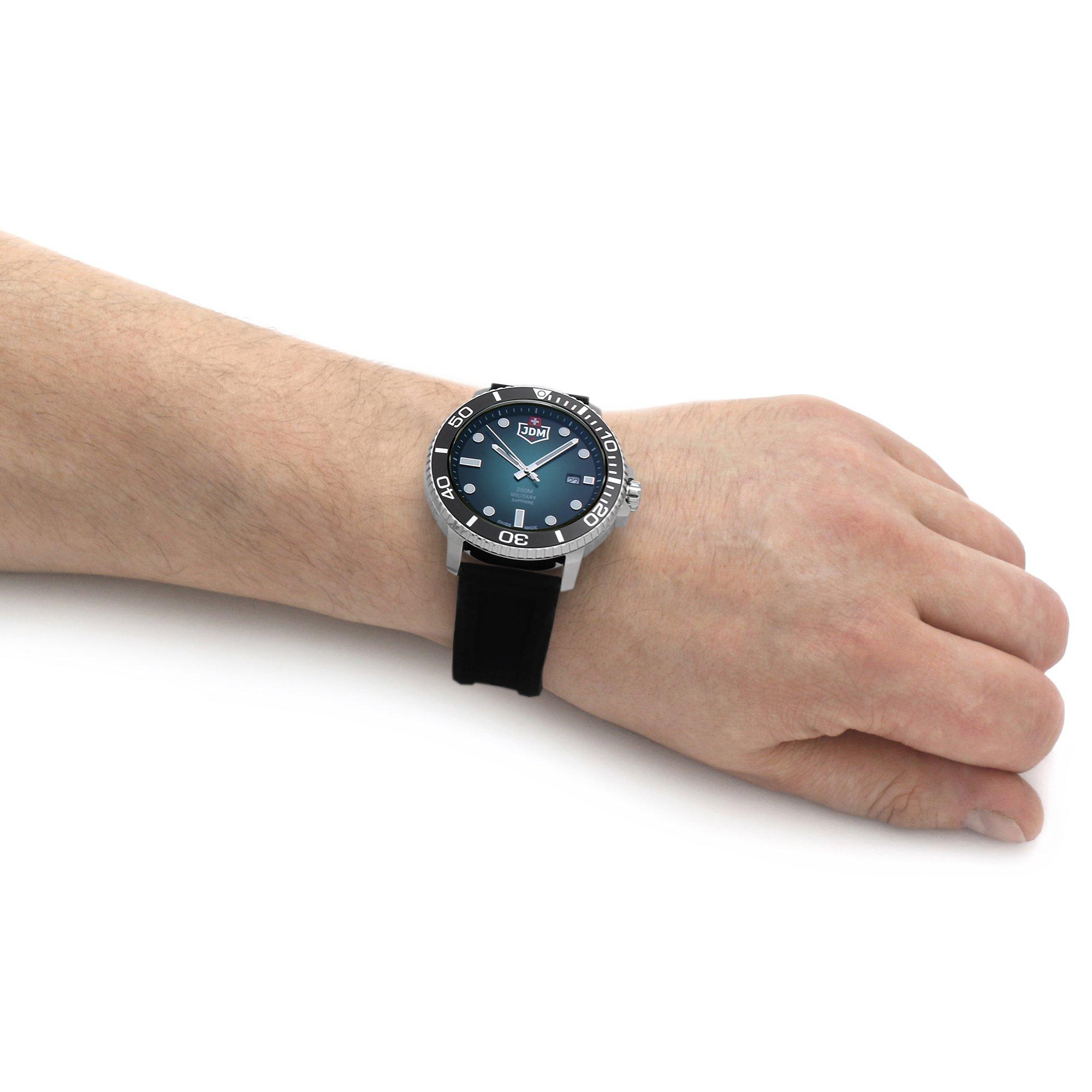 Silver Green An - JDM Military - Tango Black Silicone Green Dial Watch - 7