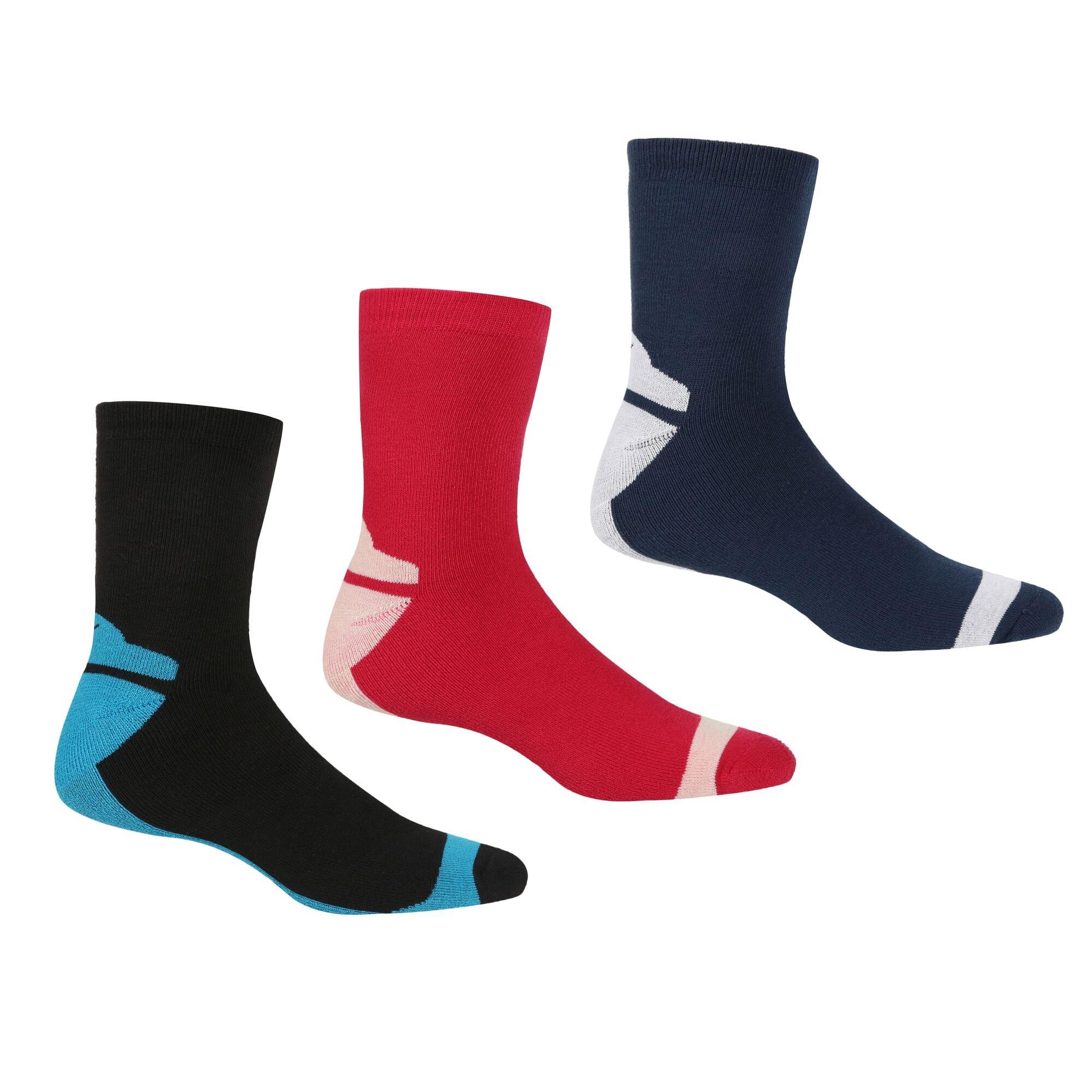 Blk/Cherypnk - Regatta - Womens 3pk Sock