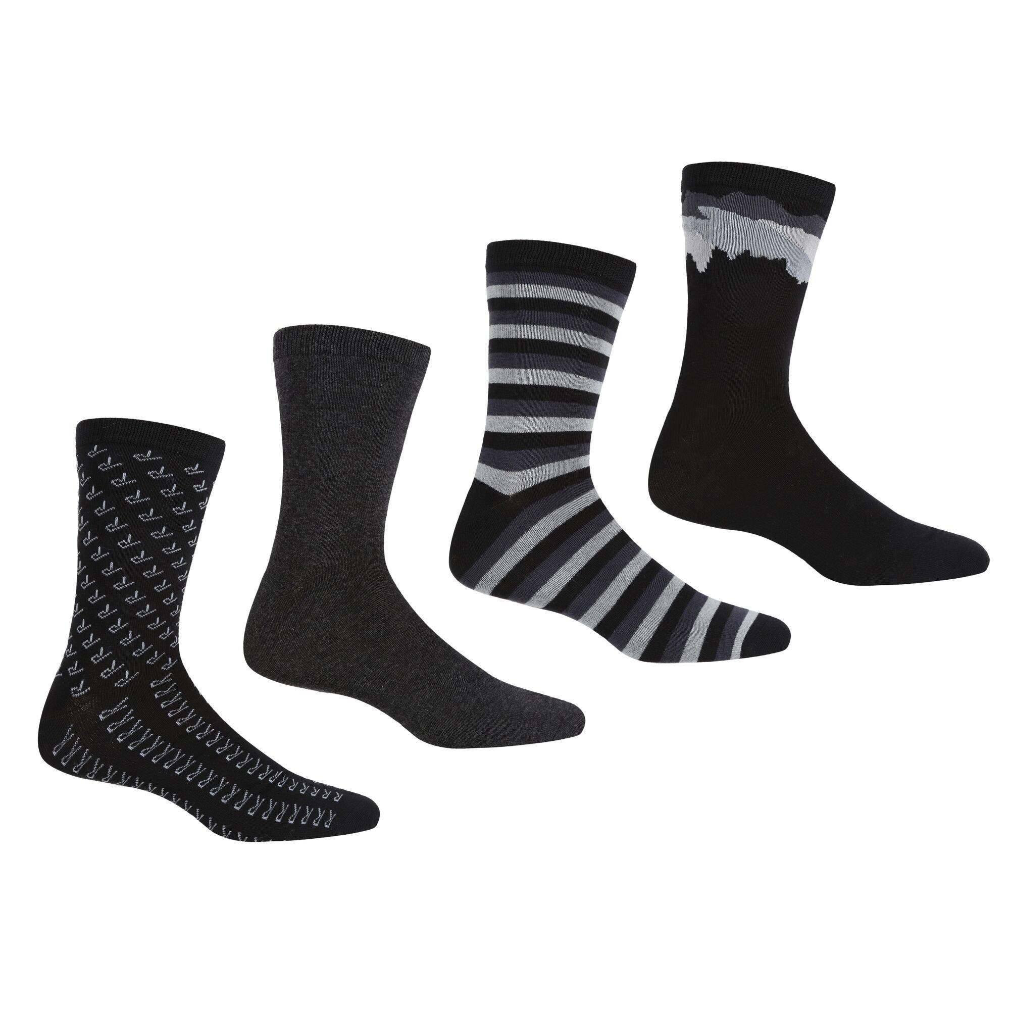 Regatta Men's 4 Pack Lifestyle Socks - Black - UK 6-8