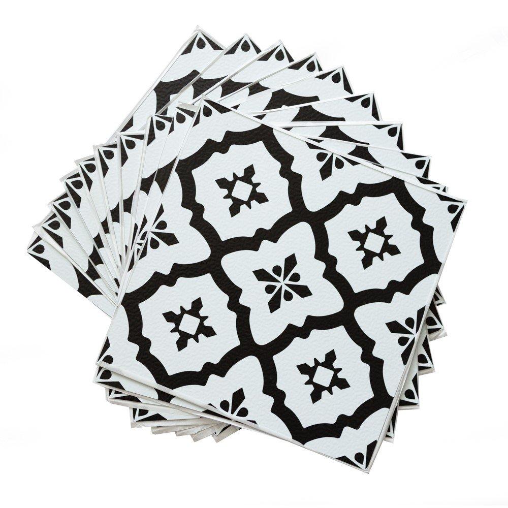 Black & White - Floor Pops - Self Adhesive Vinyl Floor Tiles Comet - 2