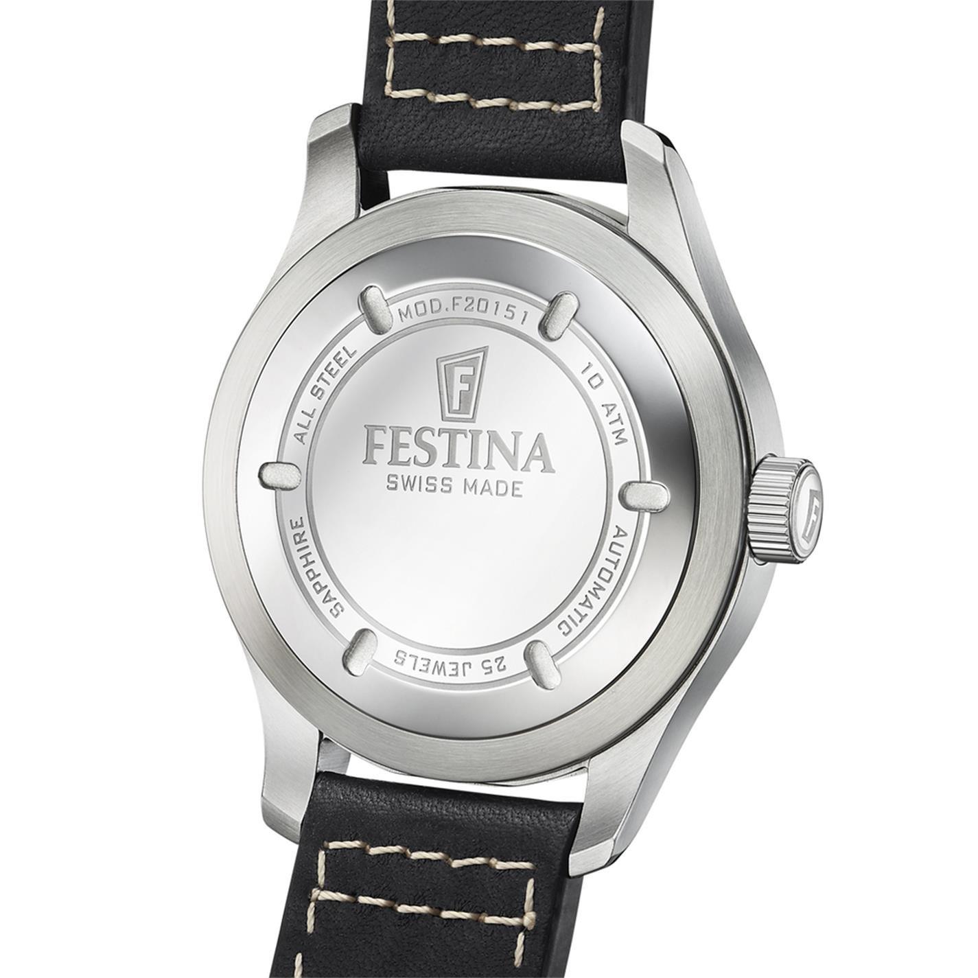 Silber Grün An. - Festina - Pilot Swiss Made Auto Watch - 6