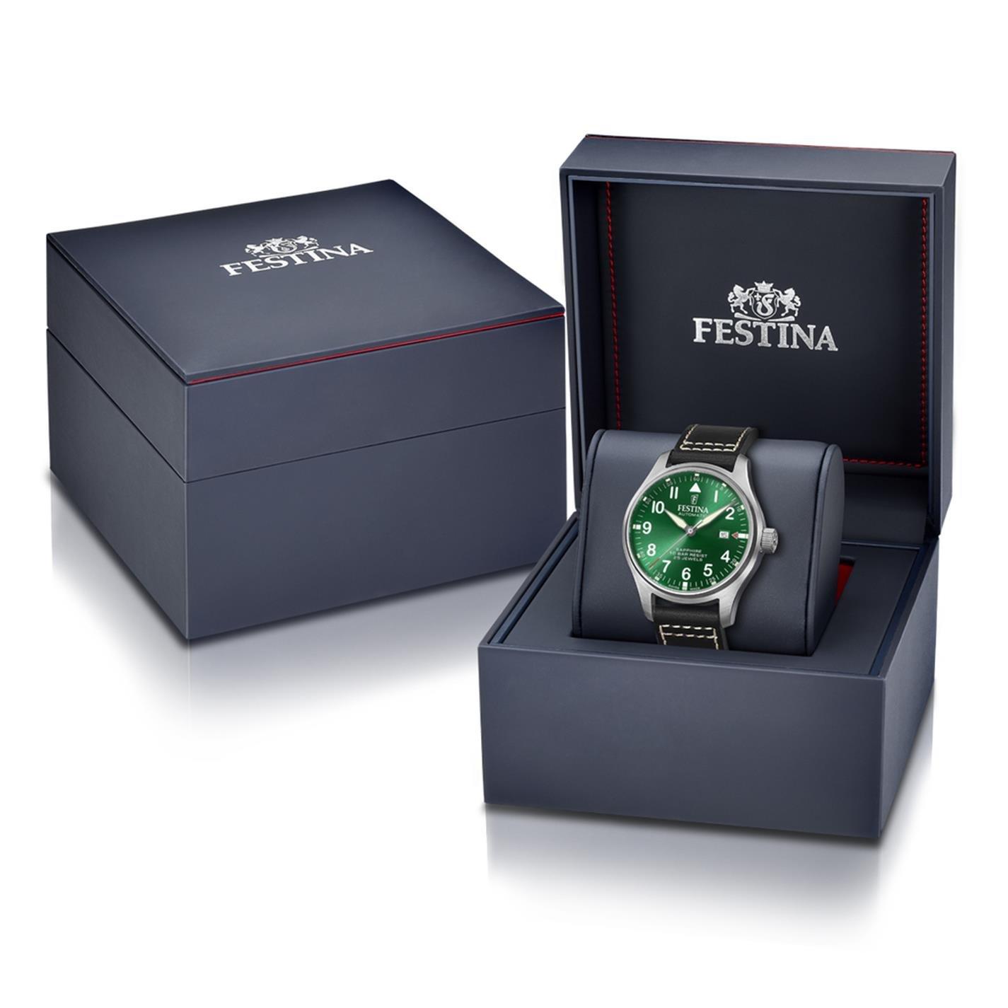 Silber Grün An. - Festina - Pilot Swiss Made Auto Watch - 8