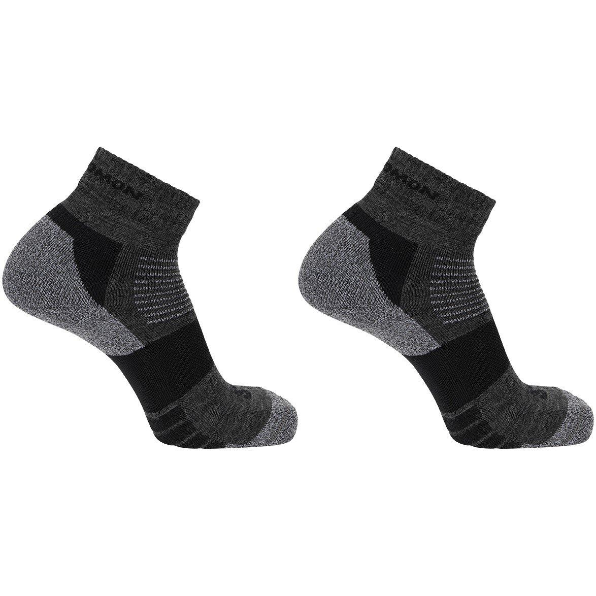 Nero/Grigio - Salomon - Merino Quarter 2 Pack Walking Socks Unisex