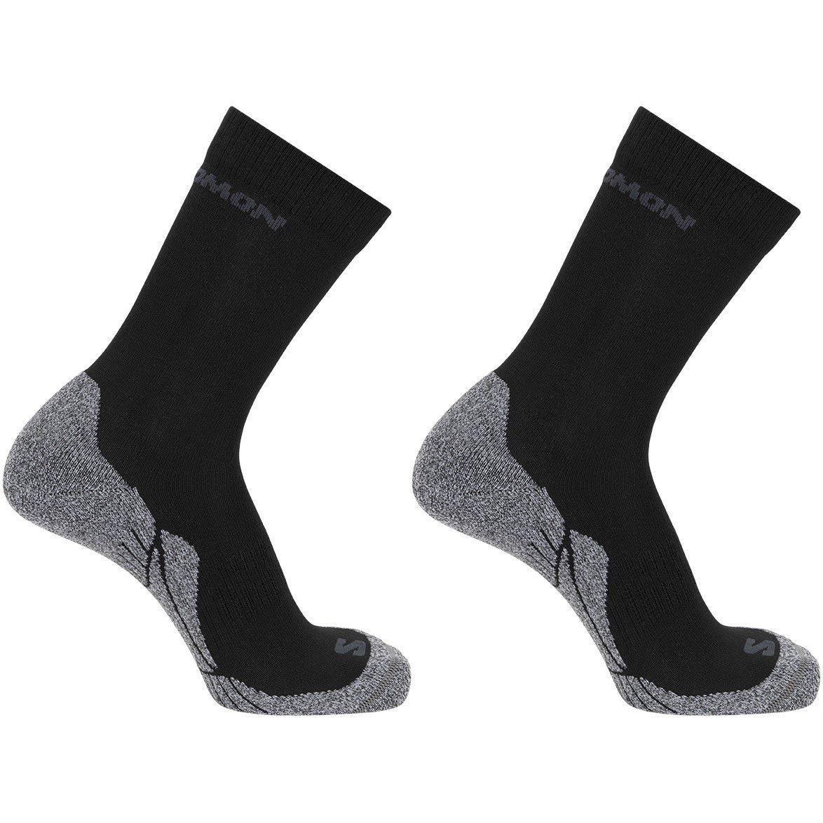 Black/Grey - Salomon - Crew 2 Pack Walking Socks Mens