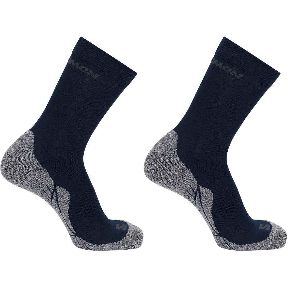 Salomon Men's Crew 2 Pack Walking Socks - Navy/Grey - XL 10.5-12