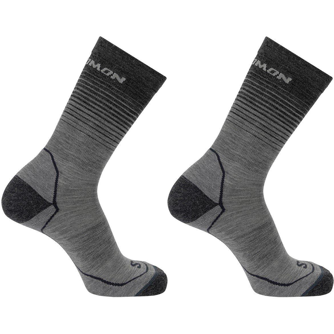 Grey - Salomon - Wool Crew 2 Pack Walking Socks Mens