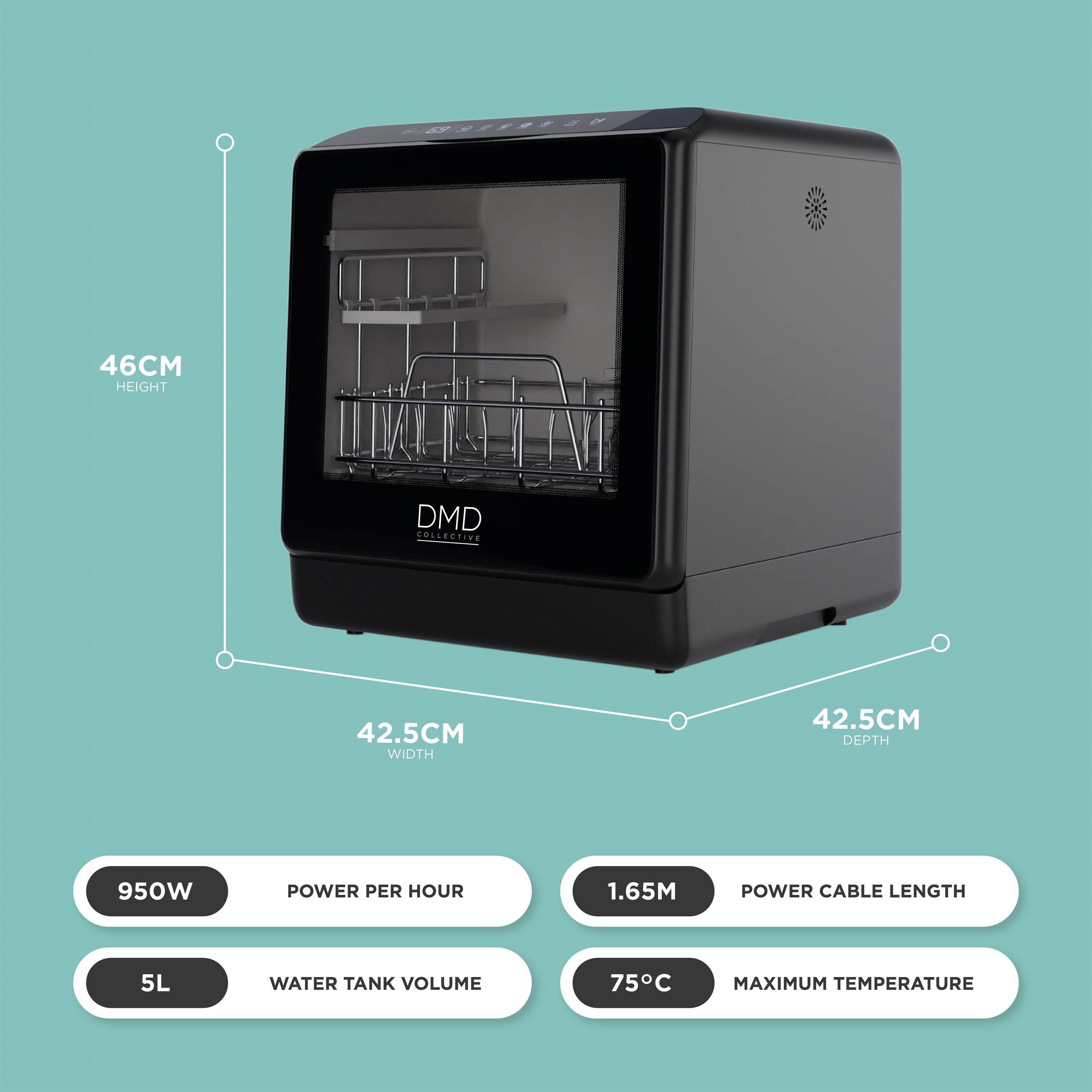 Black - DMD Collective - Mini Tabletop Dishwasher 5L Builtin Water Tank - 2