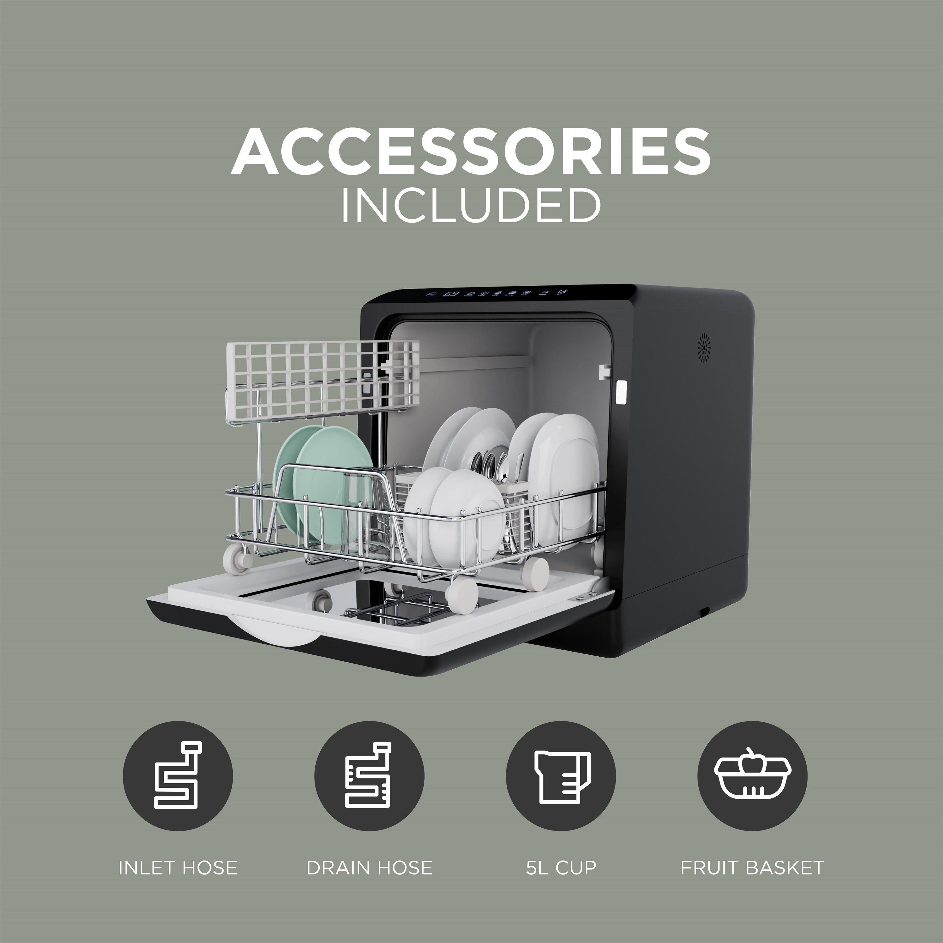 Black - DMD Collective - Mini Tabletop Dishwasher 5L Builtin Water Tank - 4