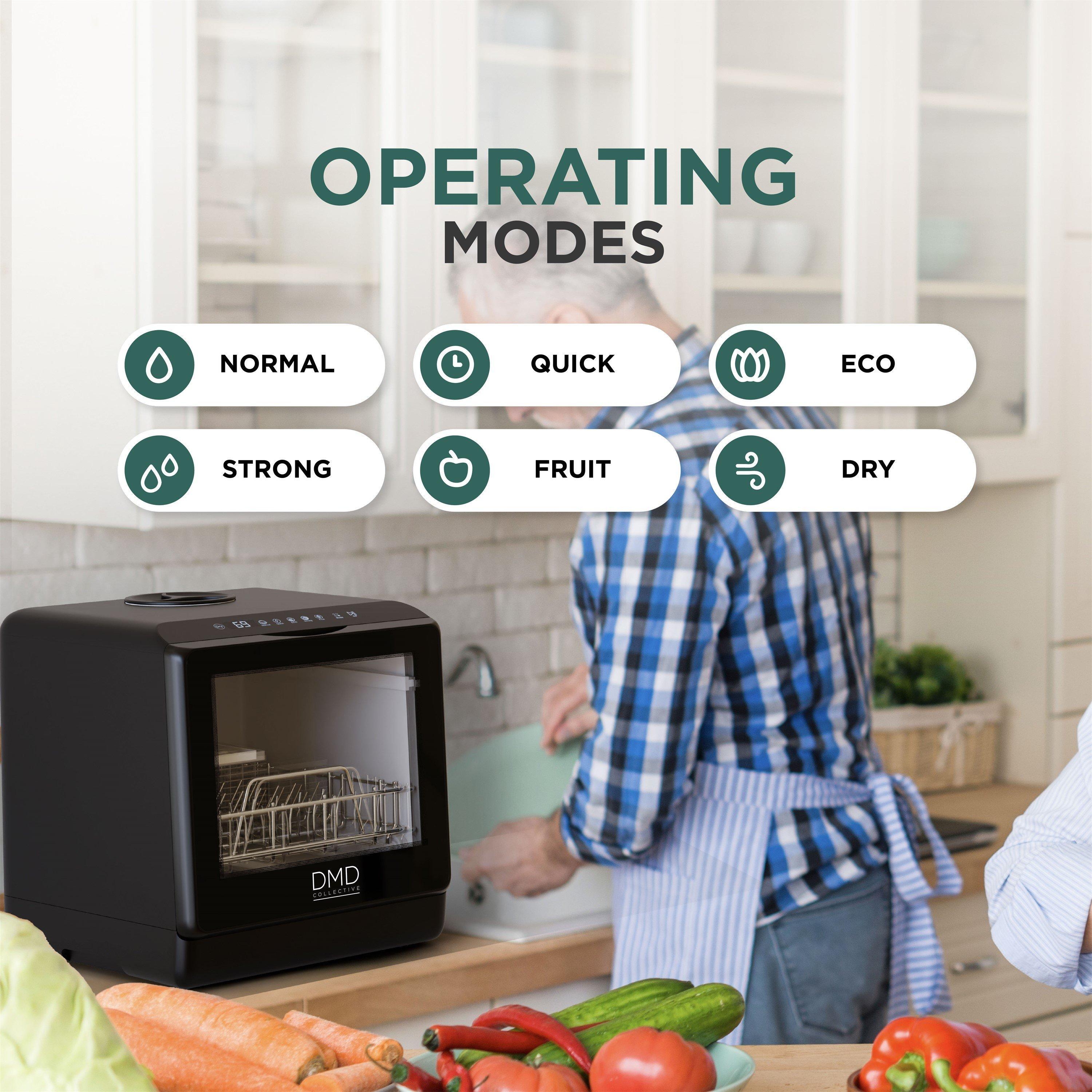 Black - DMD Collective - Mini Tabletop Dishwasher 5L Builtin Water Tank - 5