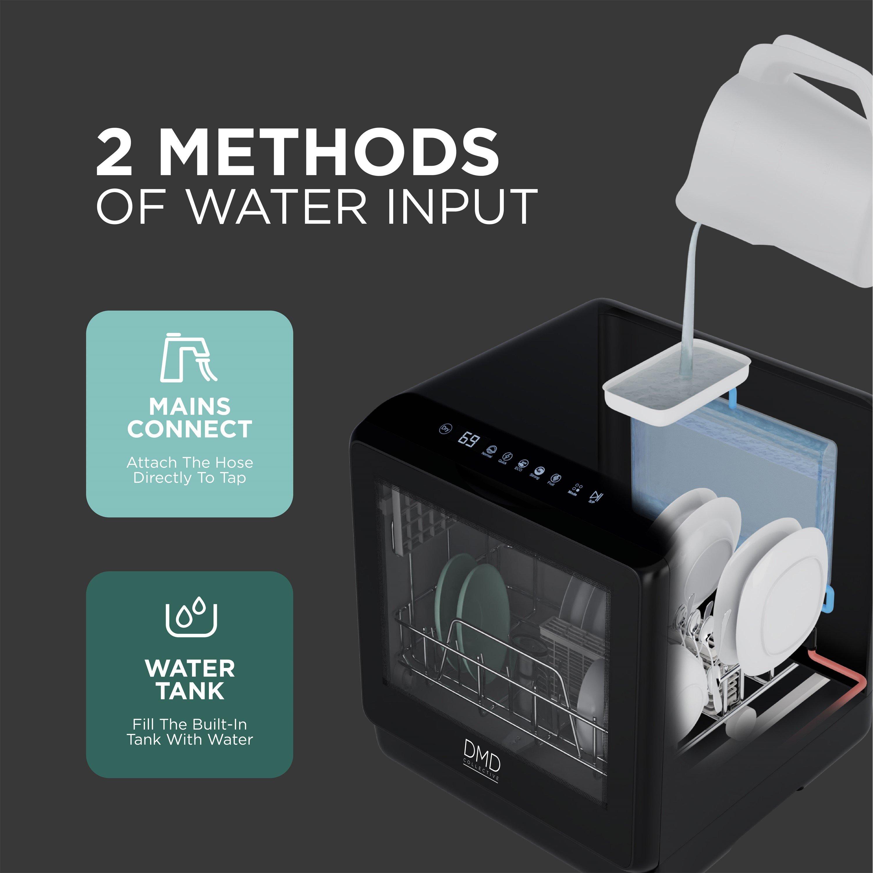 Black - DMD Collective - Mini Tabletop Dishwasher 5L Builtin Water Tank - 6