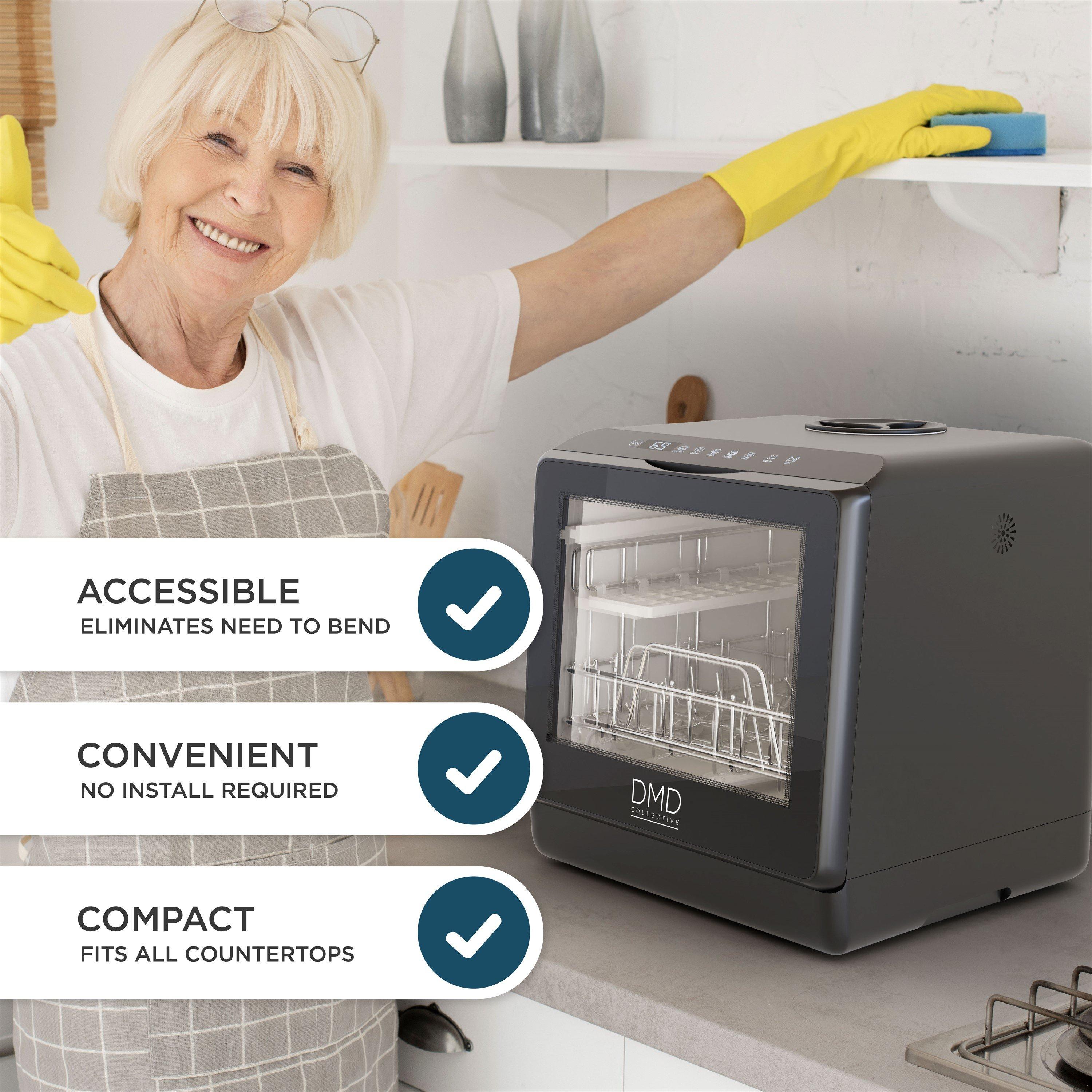 Black - DMD Collective - Mini Tabletop Dishwasher 5L Builtin Water Tank - 7