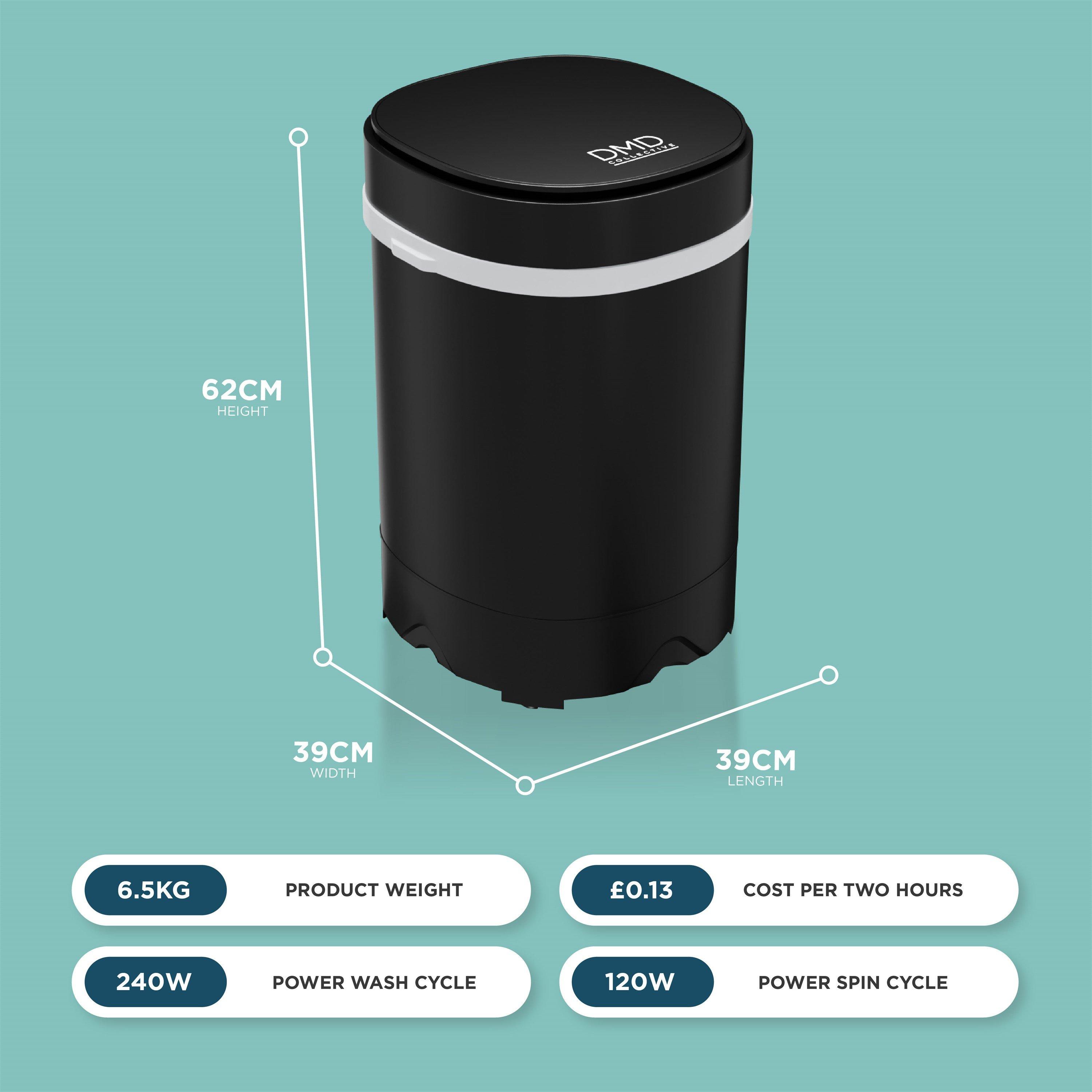 Black - DMD Collective - 2-in-1 Portable Washing Machine & Spin Dryer - 2