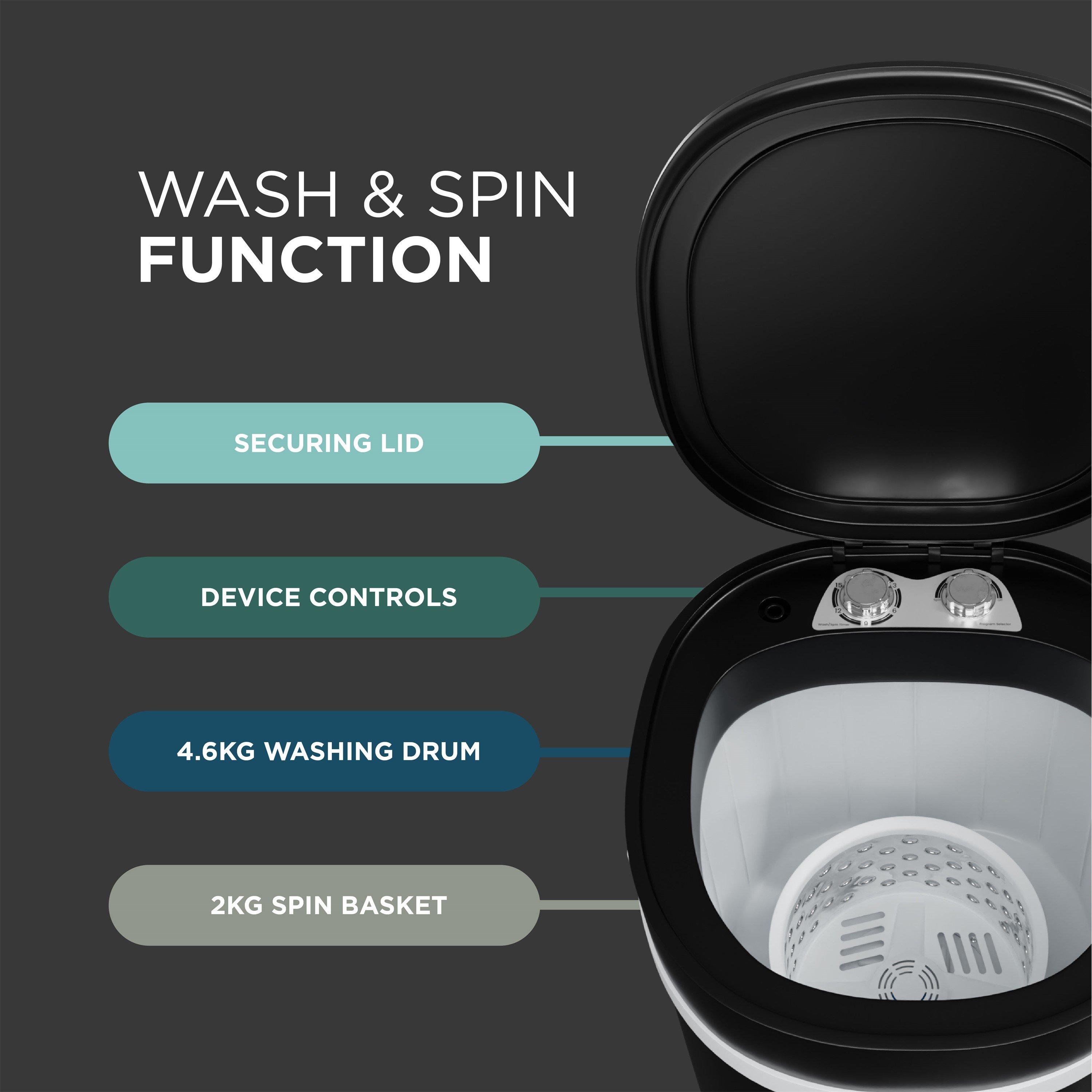 Black - DMD Collective - 2-in-1 Portable Washing Machine & Spin Dryer - 6