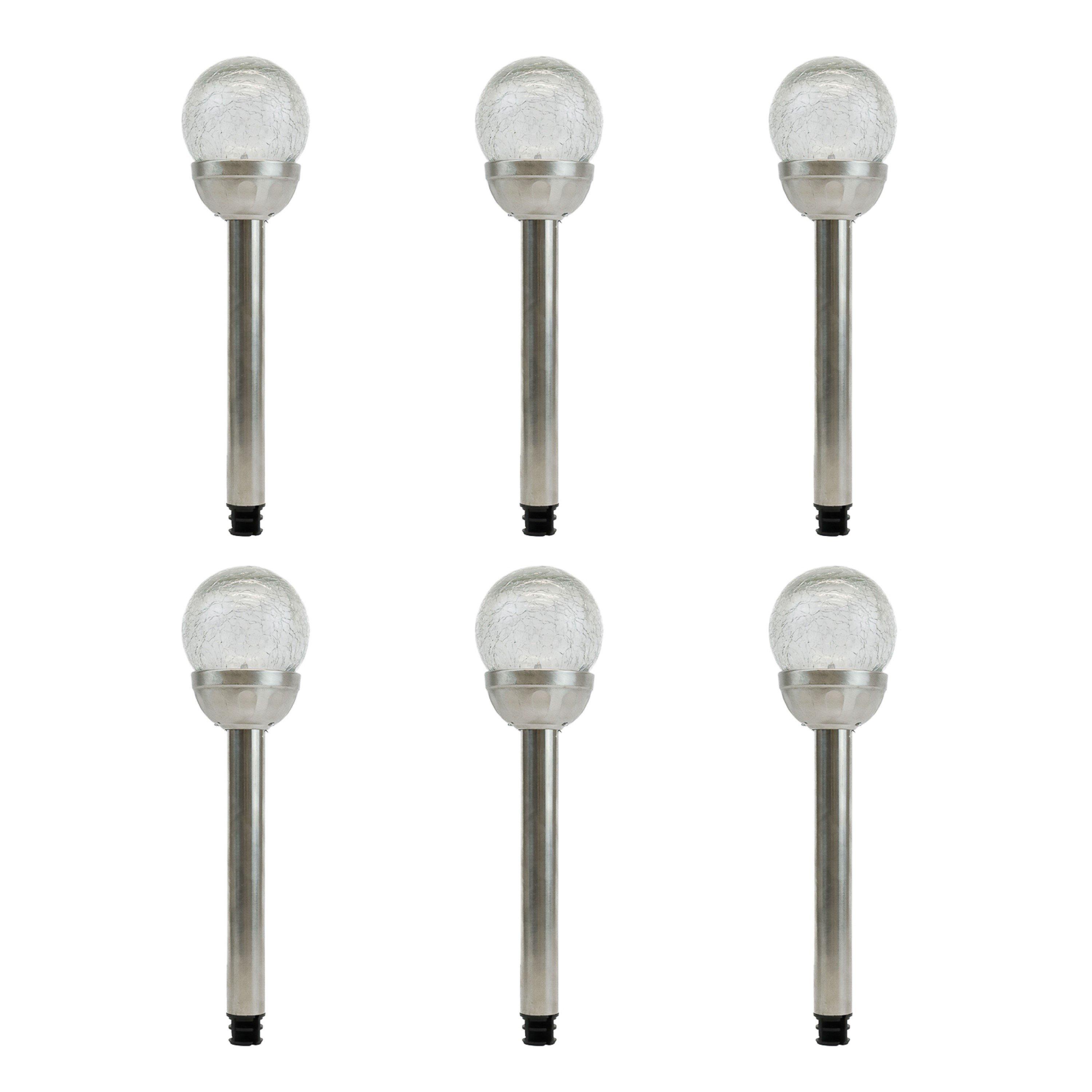 Multi - Streetwize - Pack of 6 8cm Solar Crackle Glass Ball Stake Solar - 1