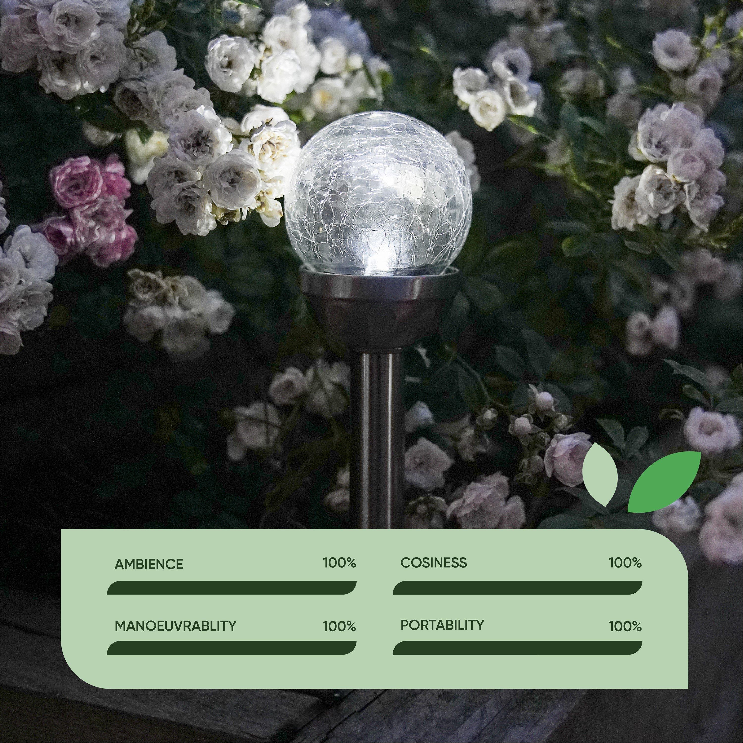 Multi - Streetwize - Pack of 6 8cm Solar Crackle Glass Ball Stake Solar - 5