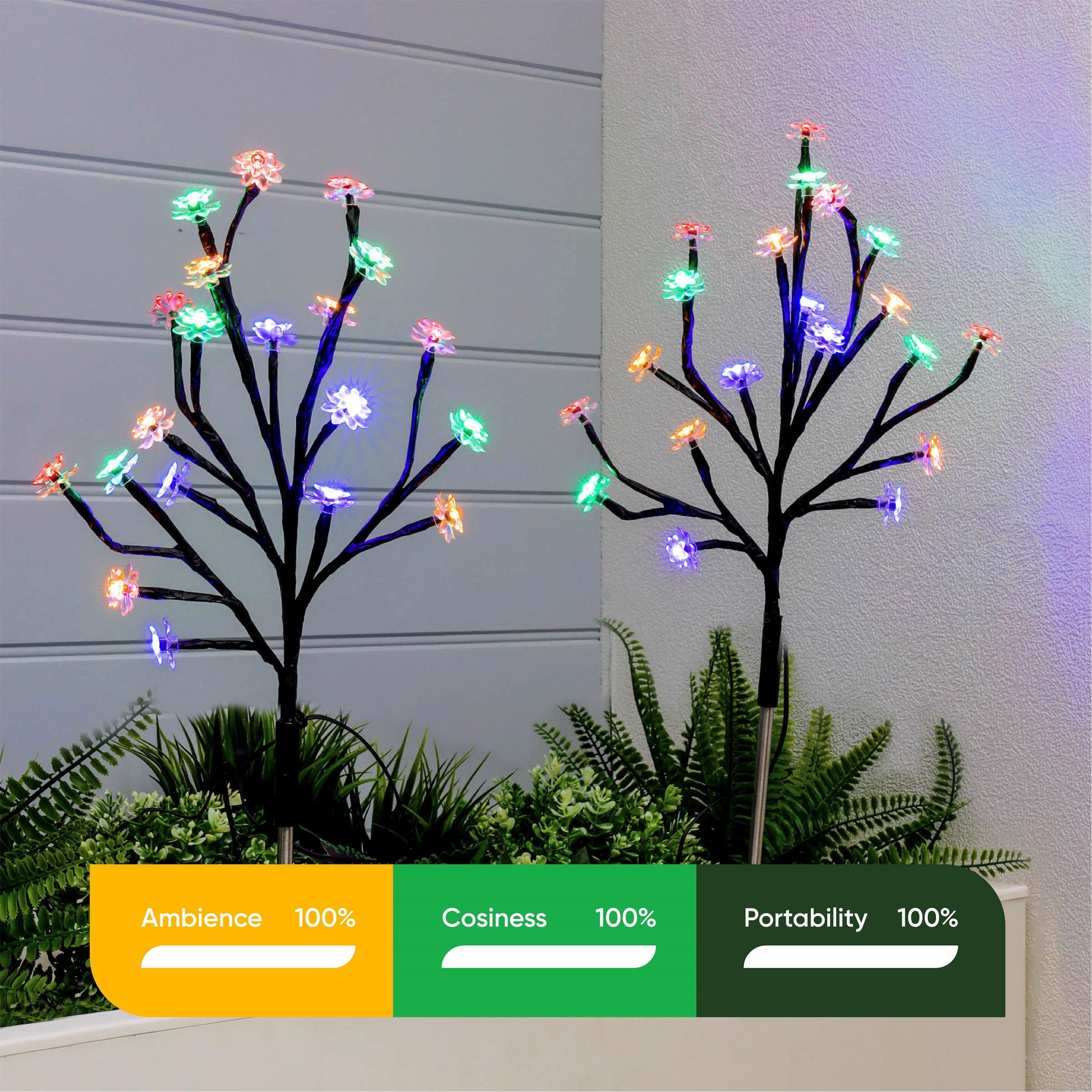 Multi - Streetwize - Set of 2 Solar Flower Tree Light - 3