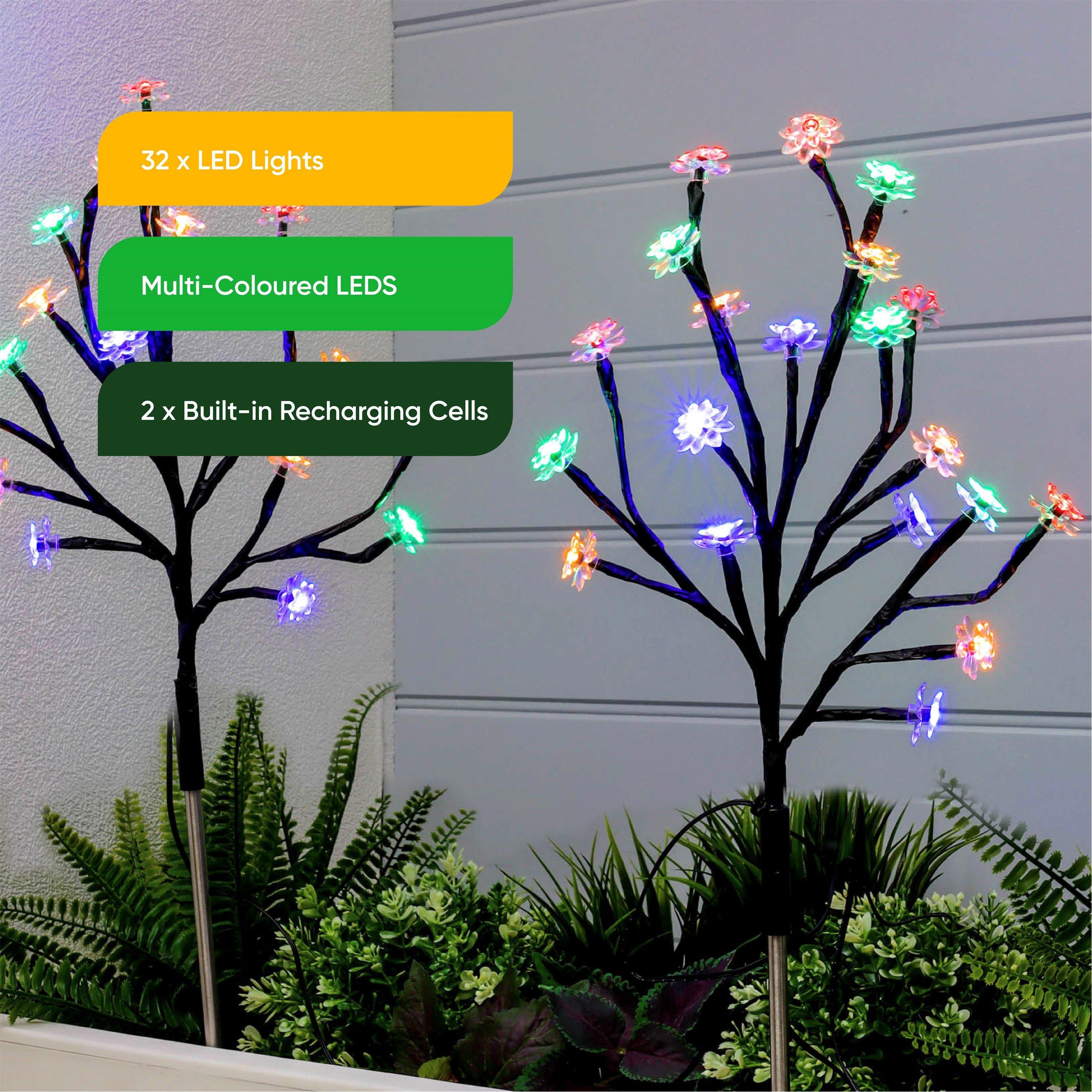 Multi - Streetwize - Set of 2 Solar Flower Tree Light - 6