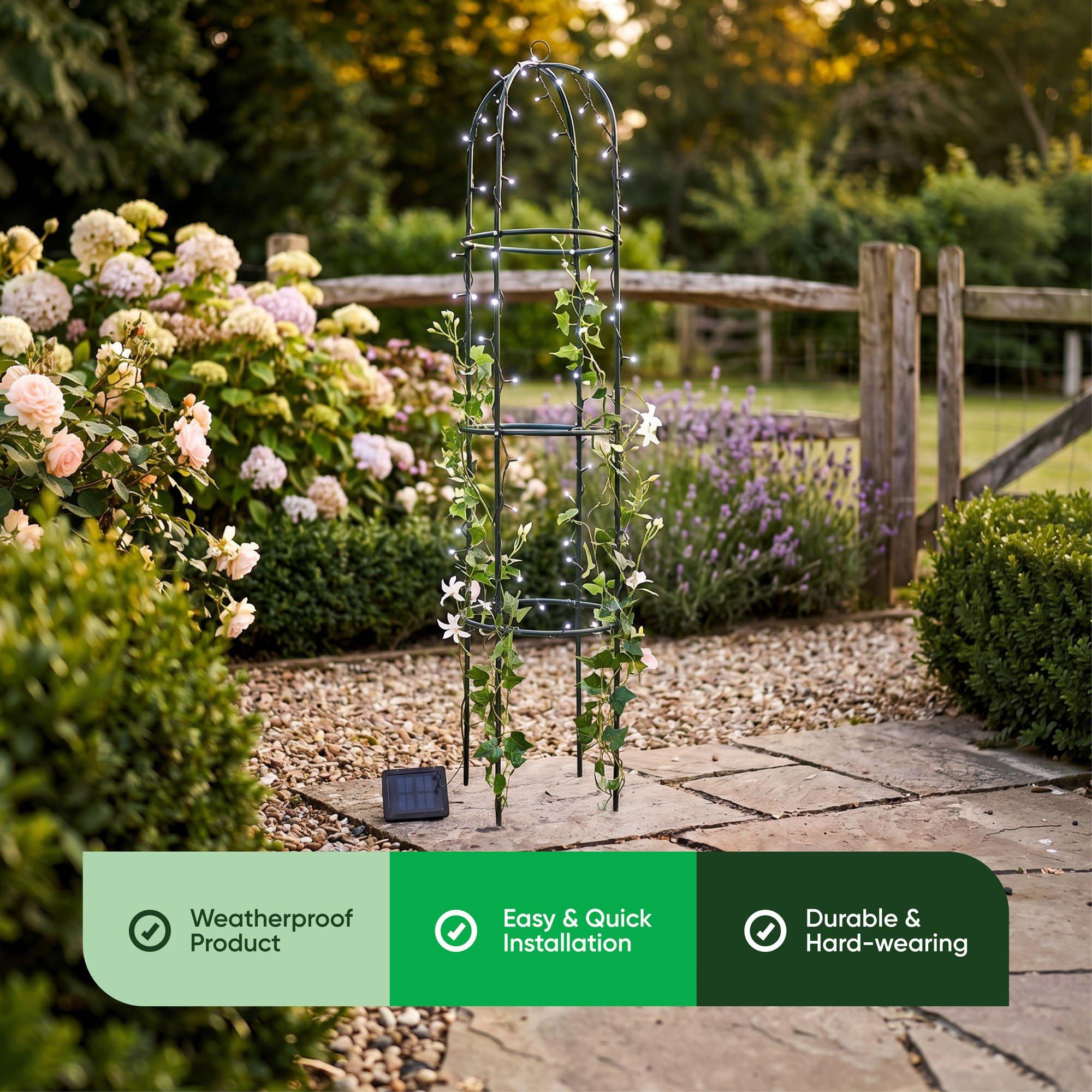 Black - Streetwize - 100 LEDs Solar Light up Trellis - 7
