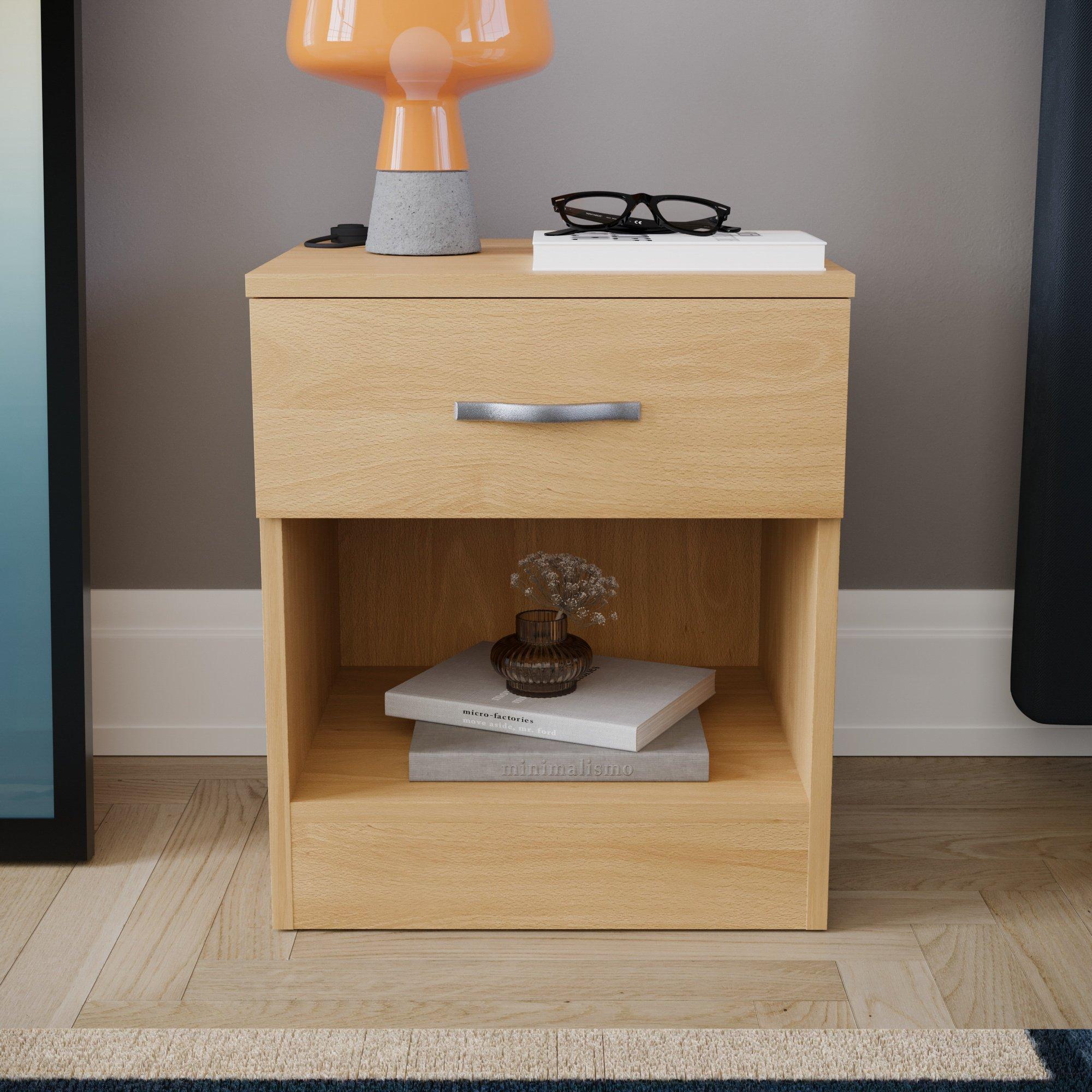 Pine - Lassic - Vida Designs Riano 1 Drawer Bedside Chest - 3