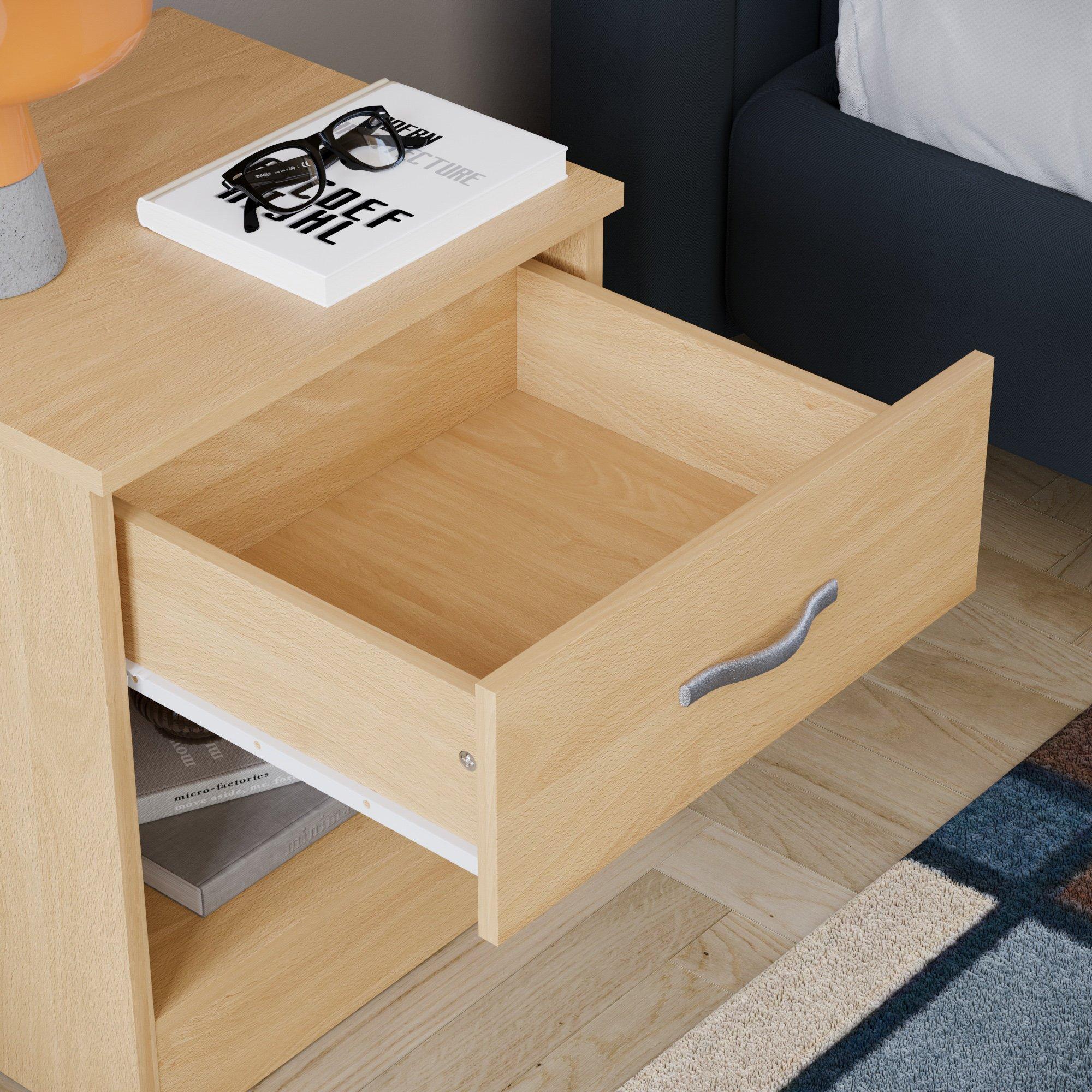 Pine - Lassic - Vida Designs Riano 1 Drawer Bedside Chest - 5