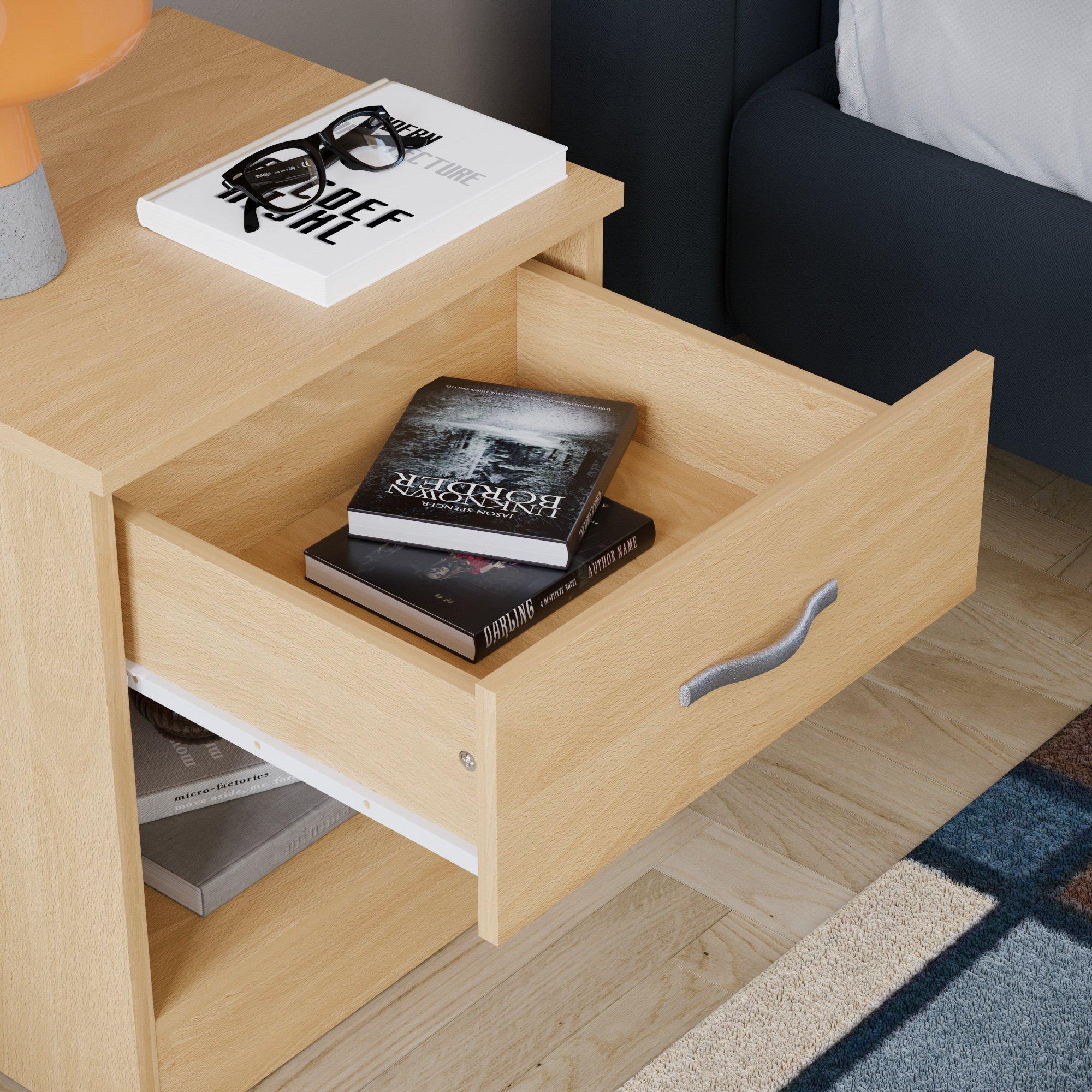 Pine - Lassic - Vida Designs Riano 1 Drawer Bedside Chest - 6