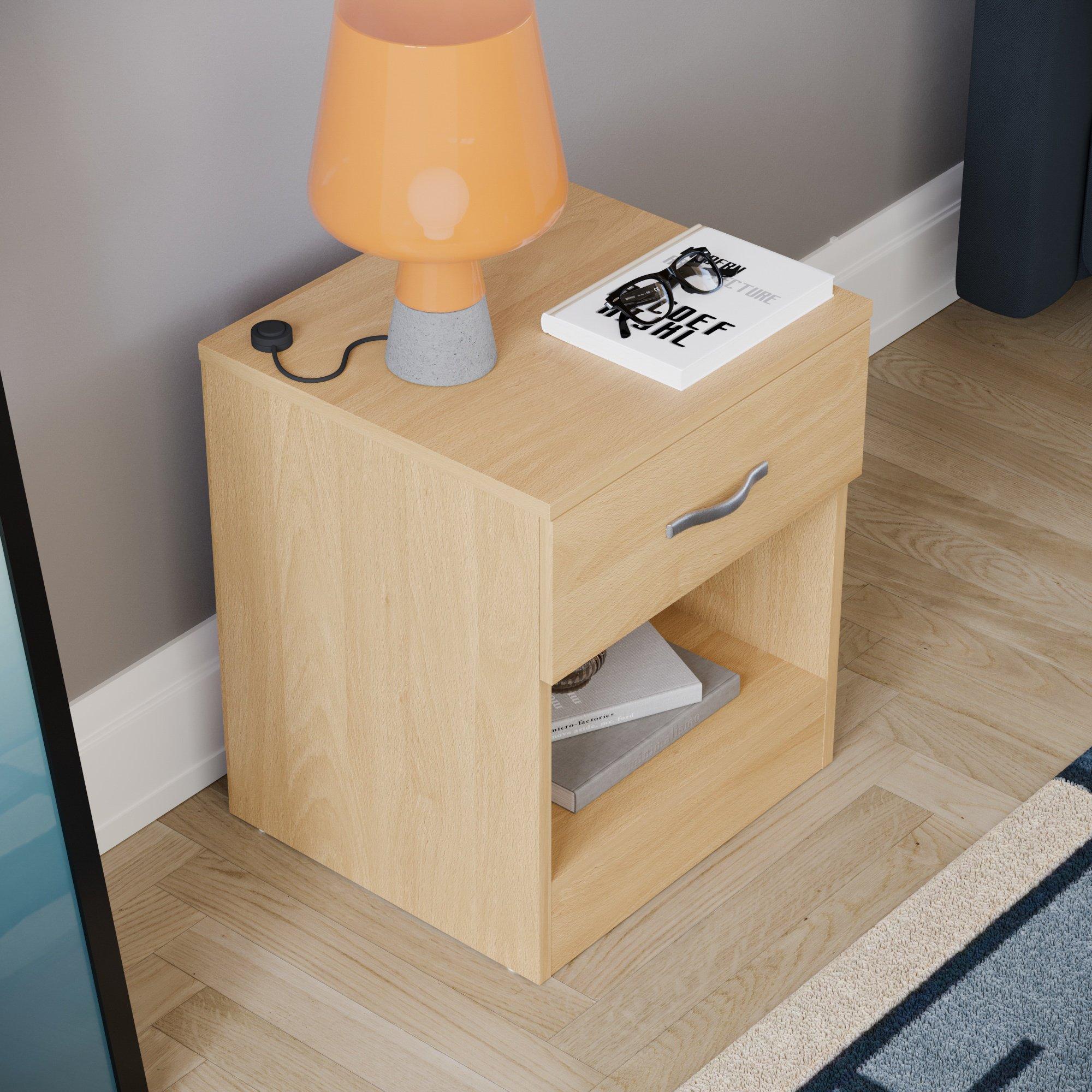 Pine - Lassic - Vida Designs Riano 1 Drawer Bedside Chest - 7