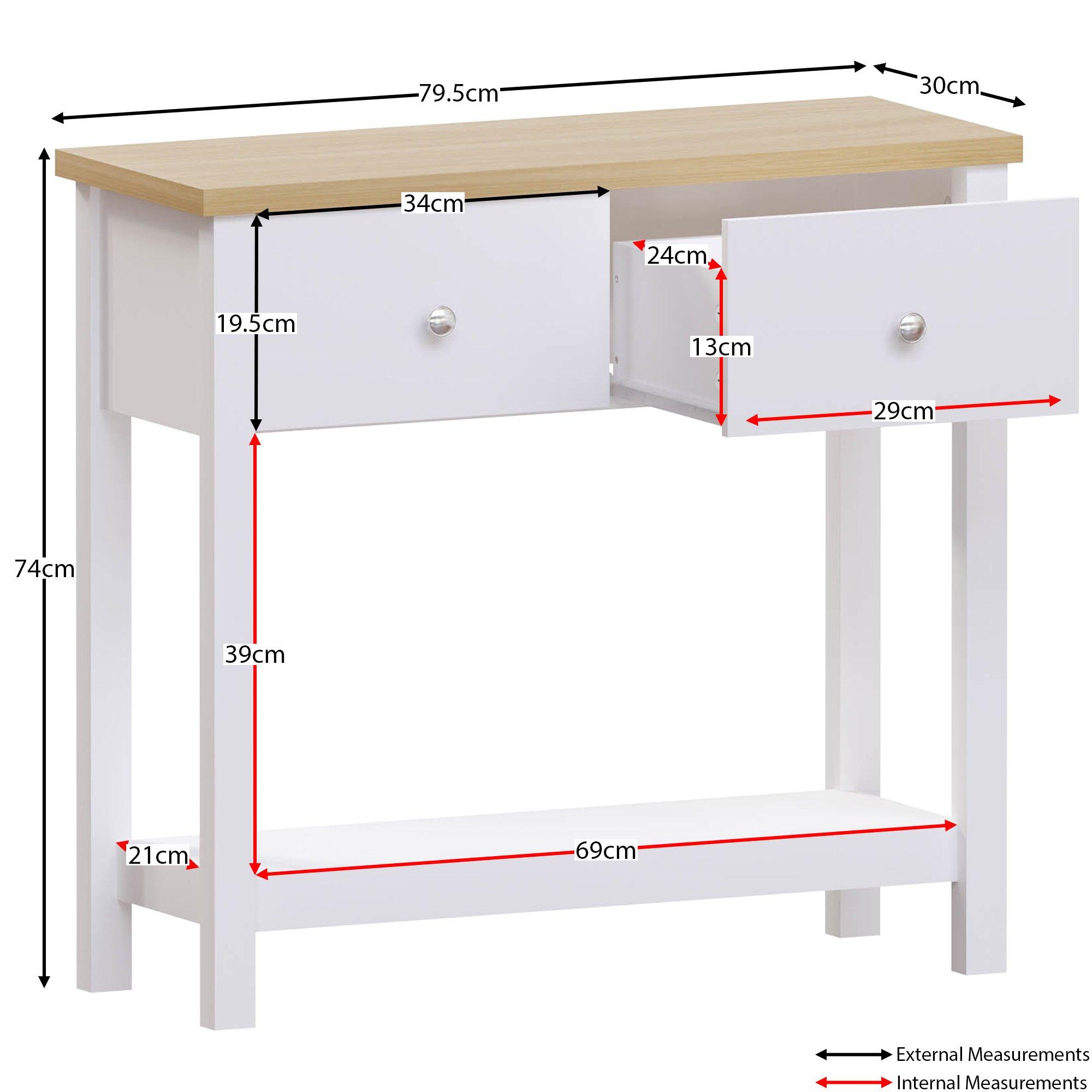 White - Lassic - Vida Designs Arlington 2 Drawer Console Table - 2